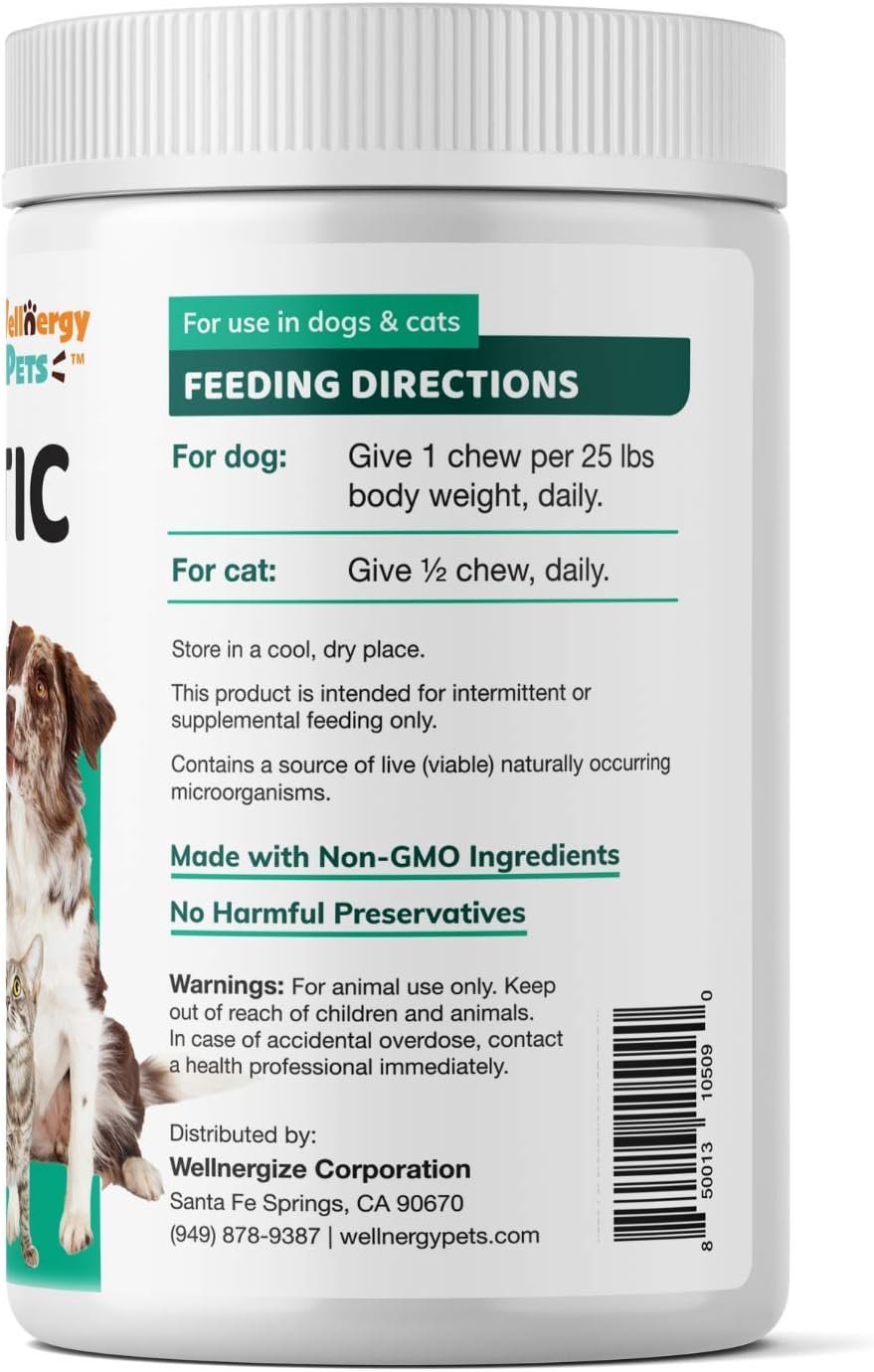 Wellnergy Daily Probiotic & Prebiotics Soft Chew for Dogs & Cats - Digestive Support for Diarrhea, Constipation, Upset Stomach, Indigestion & Gas - Helps Digestion, Allergy Skin & Immune Health 160ct - Image 4