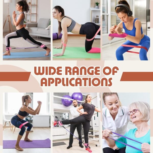 10 Pcs Resistance Loop Exercise Bands and Ankle Resistance Bands with Cuffs Set, Elastic Exercise Bands Glutes Workout Equipment for Women Home Fitness, Stretching, Strength Training - Image 8