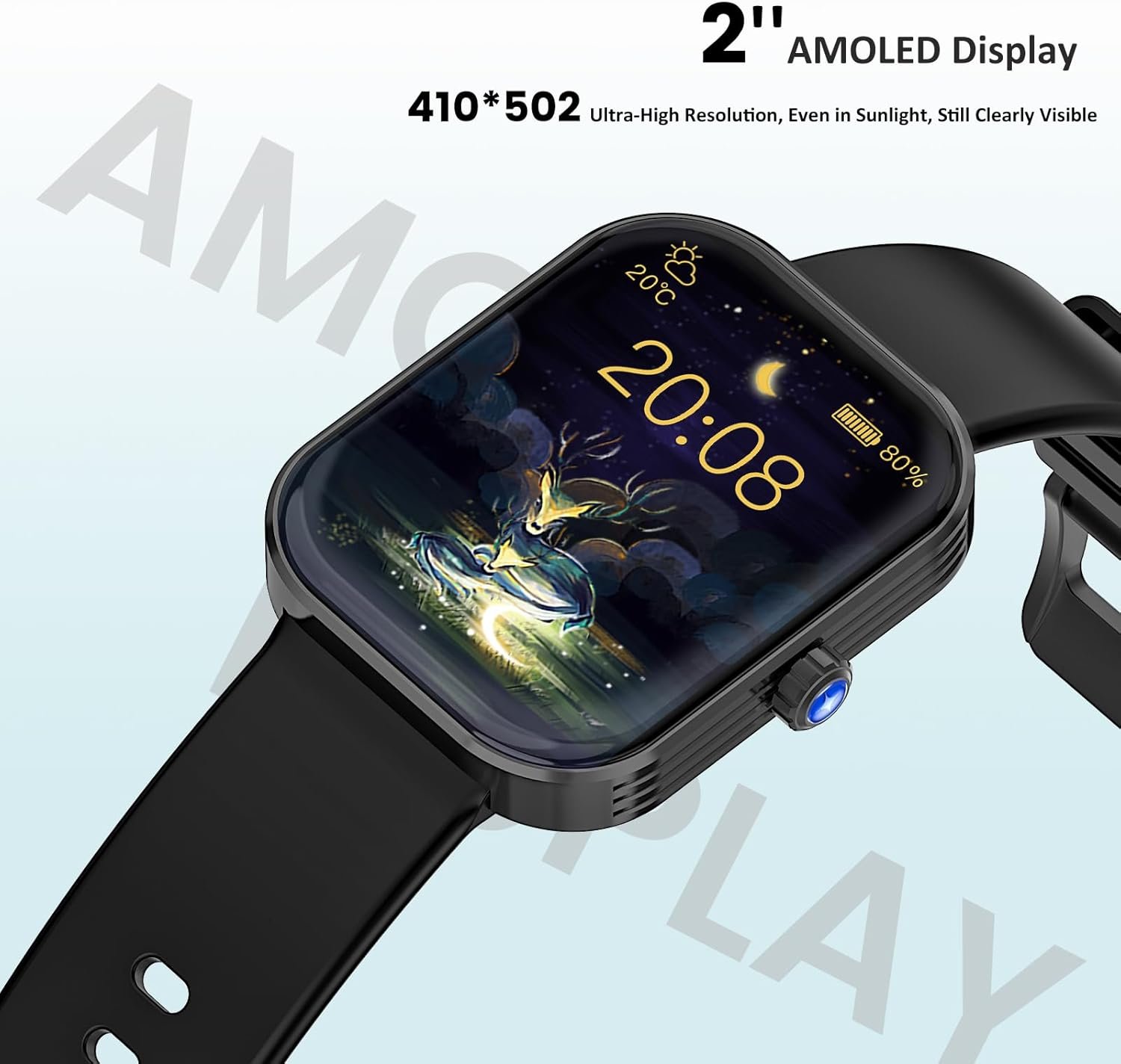 AMAZTIM Smart Watch for Men,2" HD Ultra Large Screen, 50M Waterproof Military Grade Bluetooth Call(Answer/Dial Calls) Compatible iPhone & Android,AI Voice Assistant (Black) - Image 4