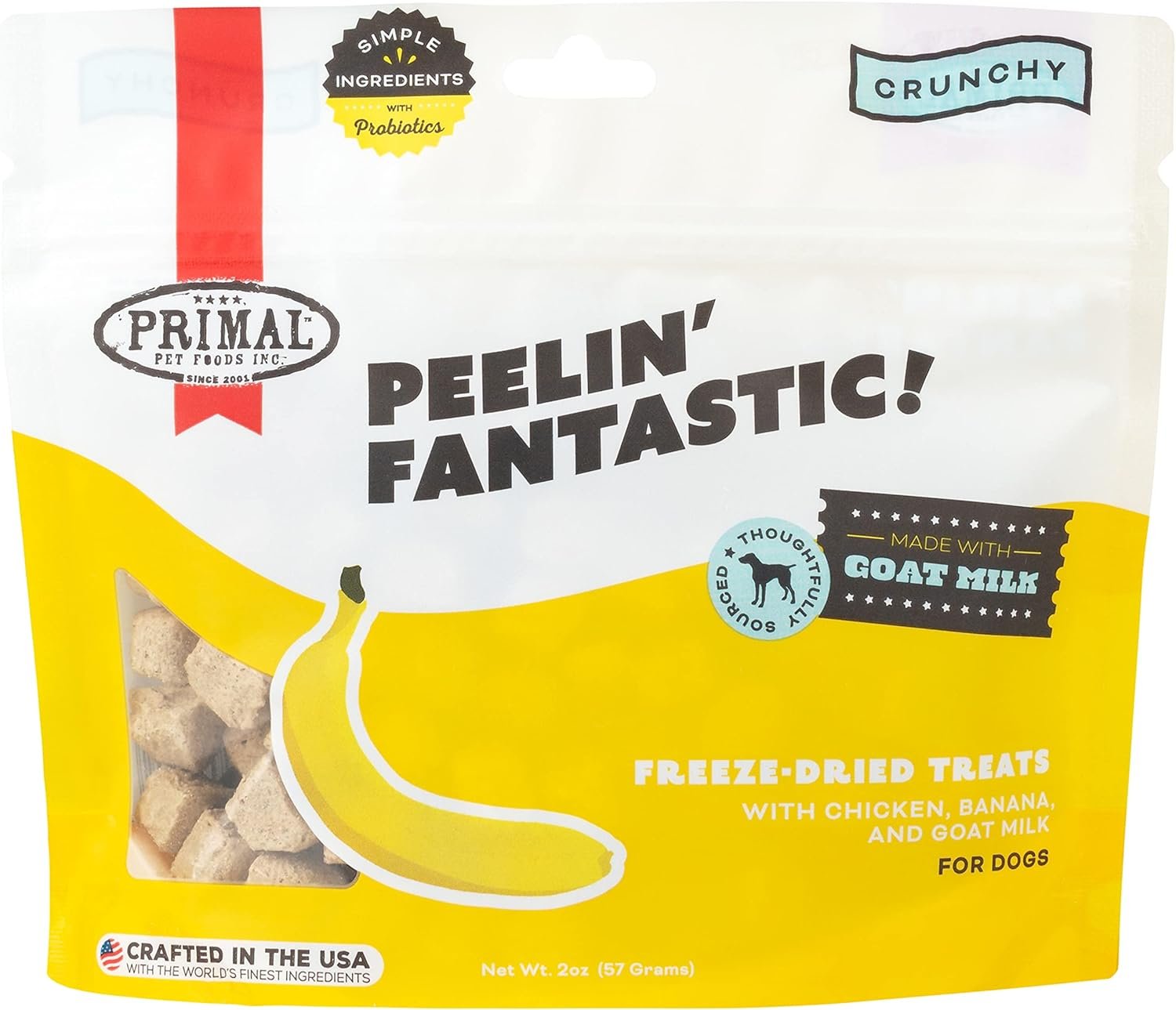 Primal Freeze Dried Dog Treats; Chicken & Banana Dog Treats with Goat Milk for Dogs, Peelin' Fantastic, Grain Free Training Treats for Dogs with Probiotics, 2 oz - Image 2