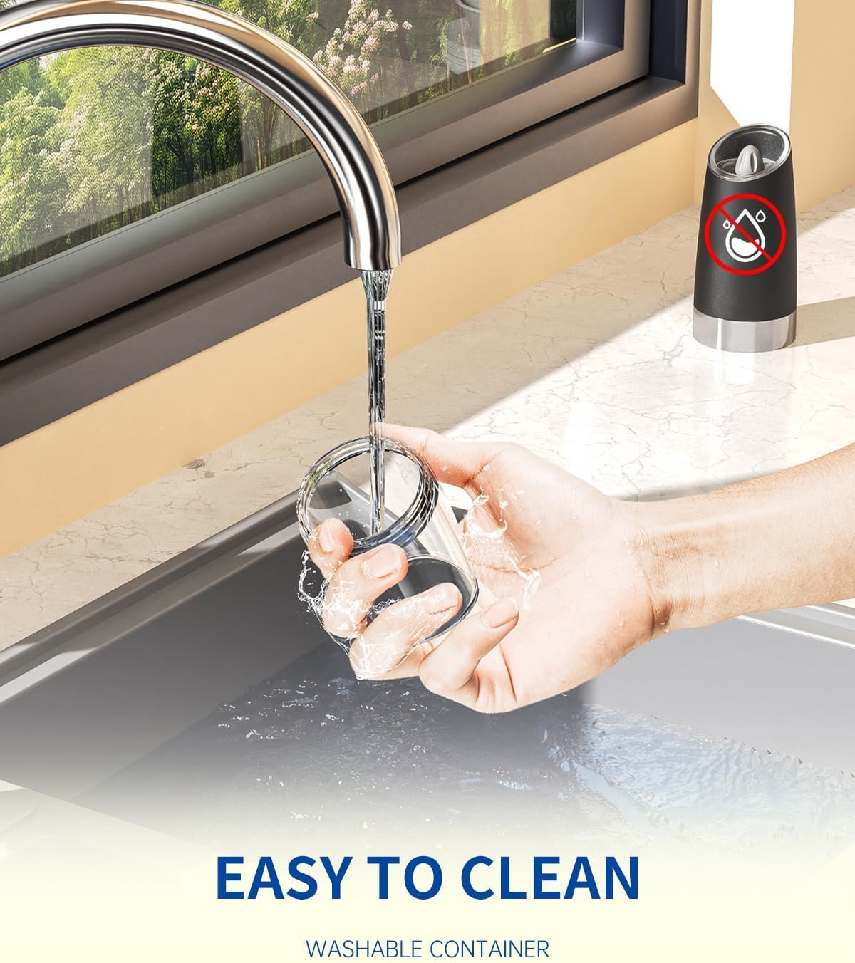 CIRCLE JOY Graviry Electric Salt and Pepper Grinder Set Automatic Salt and Pepper Grinder Set with LED Light, Battery Operated, Adjustable Coarseness, Large Capacity, for Home Kitchen BBQ - Image 8