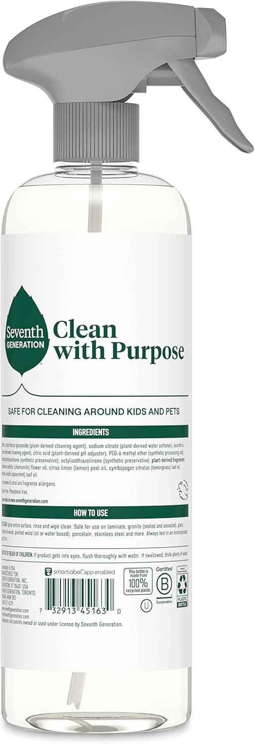 Seventh Generation All Purpose Cleaning Spray Surface Cleaner Lemon Chamomile scent Cuts Grease 23 oz, Pack of 4 - Image 3