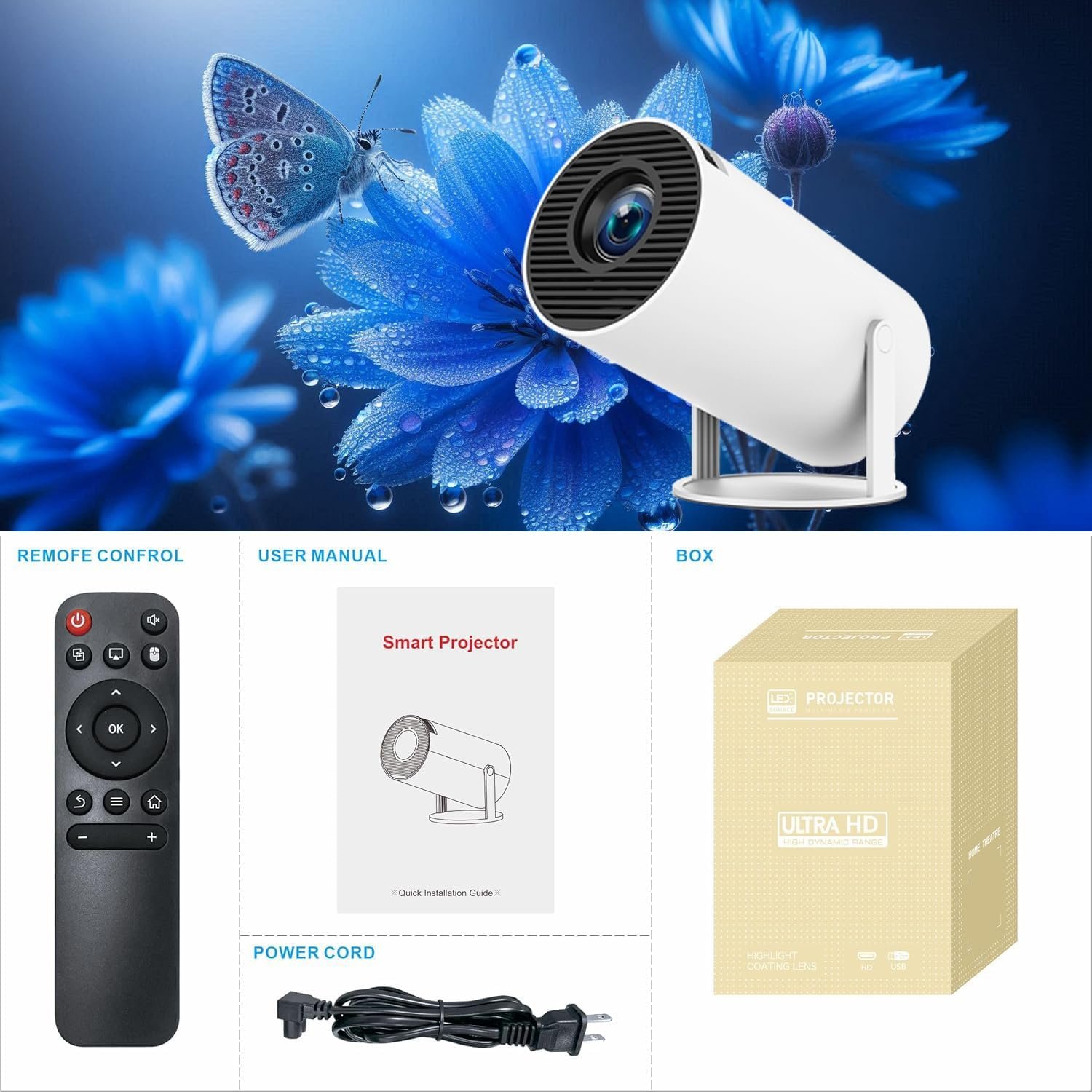 Mini Portable Projector 4K 1080P Full HD Support Android 11 & Netflix - WiFi 6, BT 5.0, 180° Rotation, Small Home Theater Projector with Auto Keystone Correction - Image 13