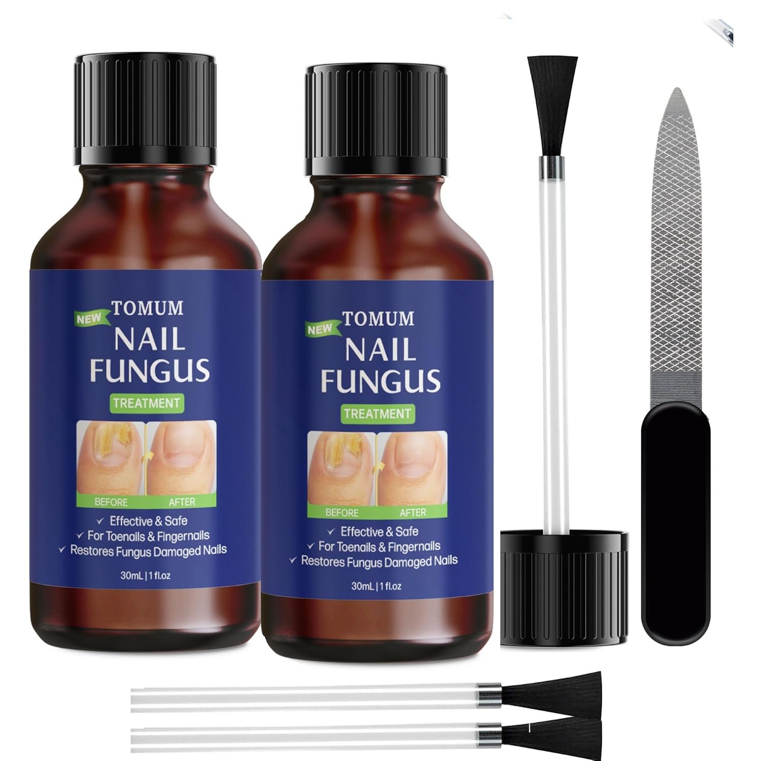 Toe finger nail fungus treatment: Hongos fungal remover extra strength liquid - finger nail fungi aid care kit - fungus nail repair with brush - (30ml/1fl oz) - Image 2