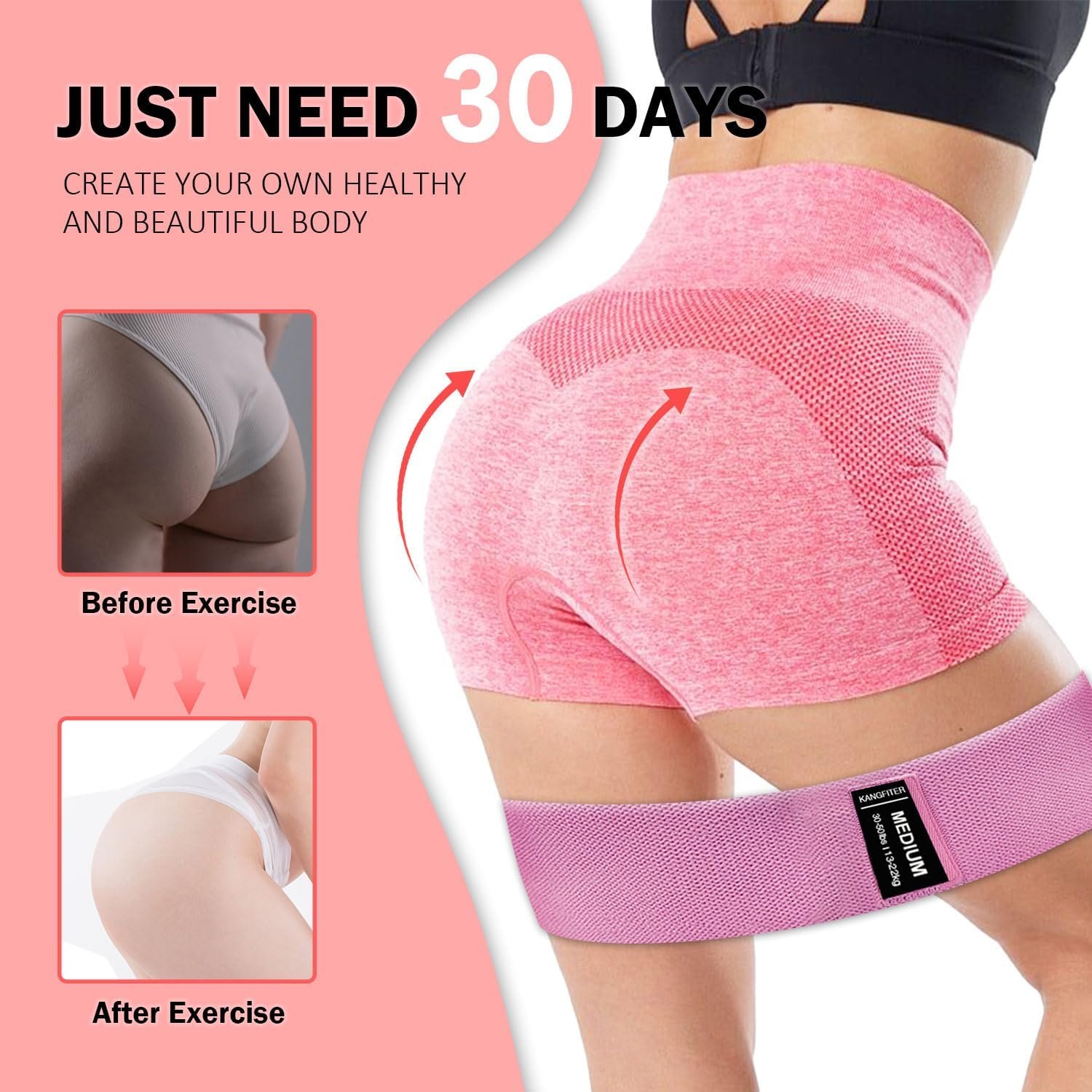 Large Fabric Resistance Bands for Working Out, Loop Exercise Bands for Booty Leg, Butt, Glutes, Stretch Workout Bands for Women & Men, Hip Elastic Bands for Home Gym Fitness, Yoga, Pilates - Image 7