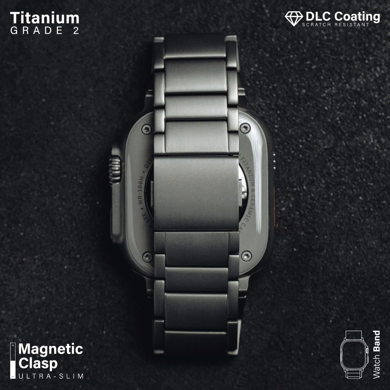 Titanium Watch Band T01 Pro (Max) - Fits Apple Watch ULTRA & ULTRA 2 (49mm) - Adjustable Titanium Apple Watch Band with Magnetic Clasp and DLC Scratch Resistant - Premium Color Matching Band with Comfortable grip - Replacement Wristbands for iWatch - Image 3