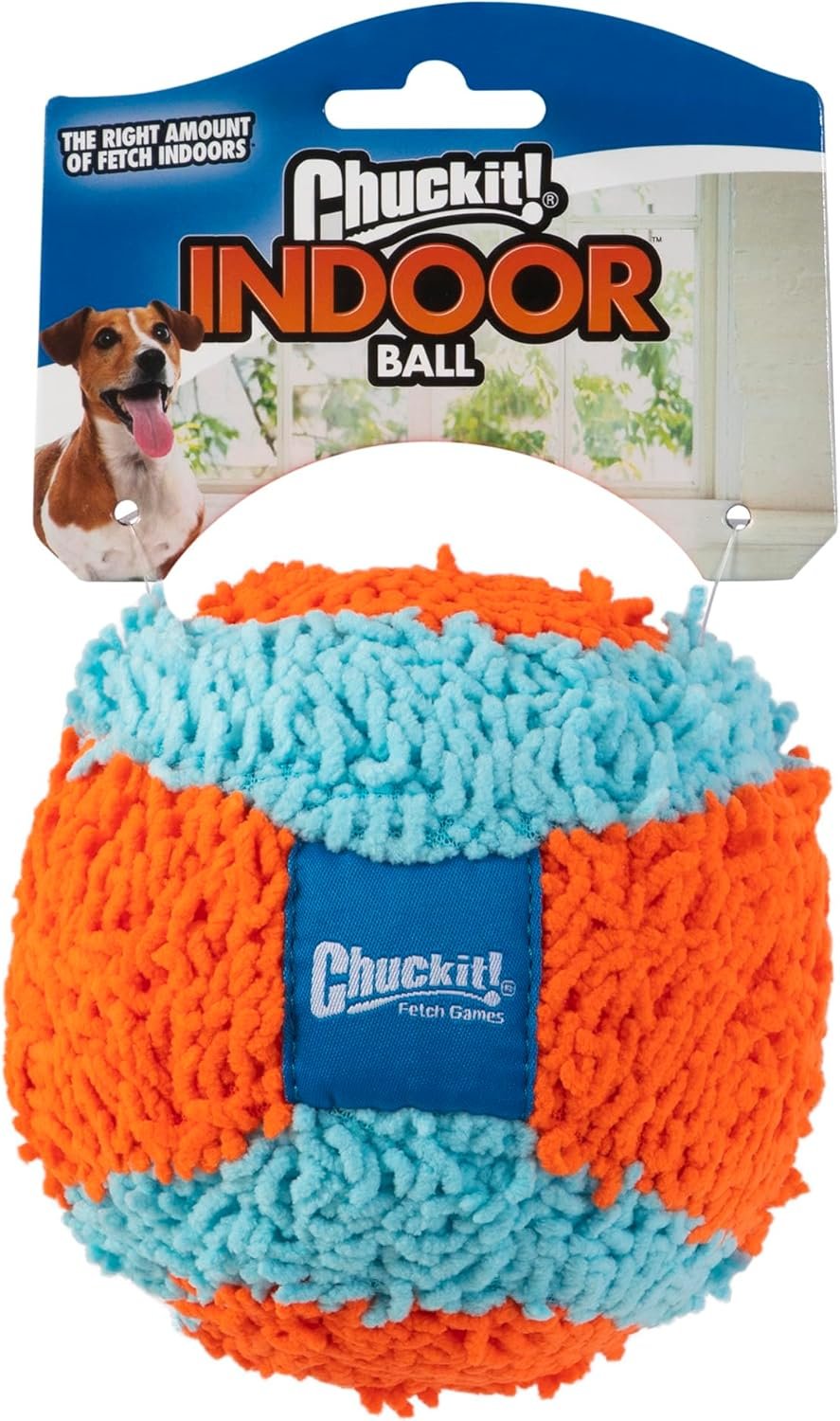 Chuckit! Indoor Fetch Ball Dog Toy (4.75 Inch), Orange and Blue - Image 2