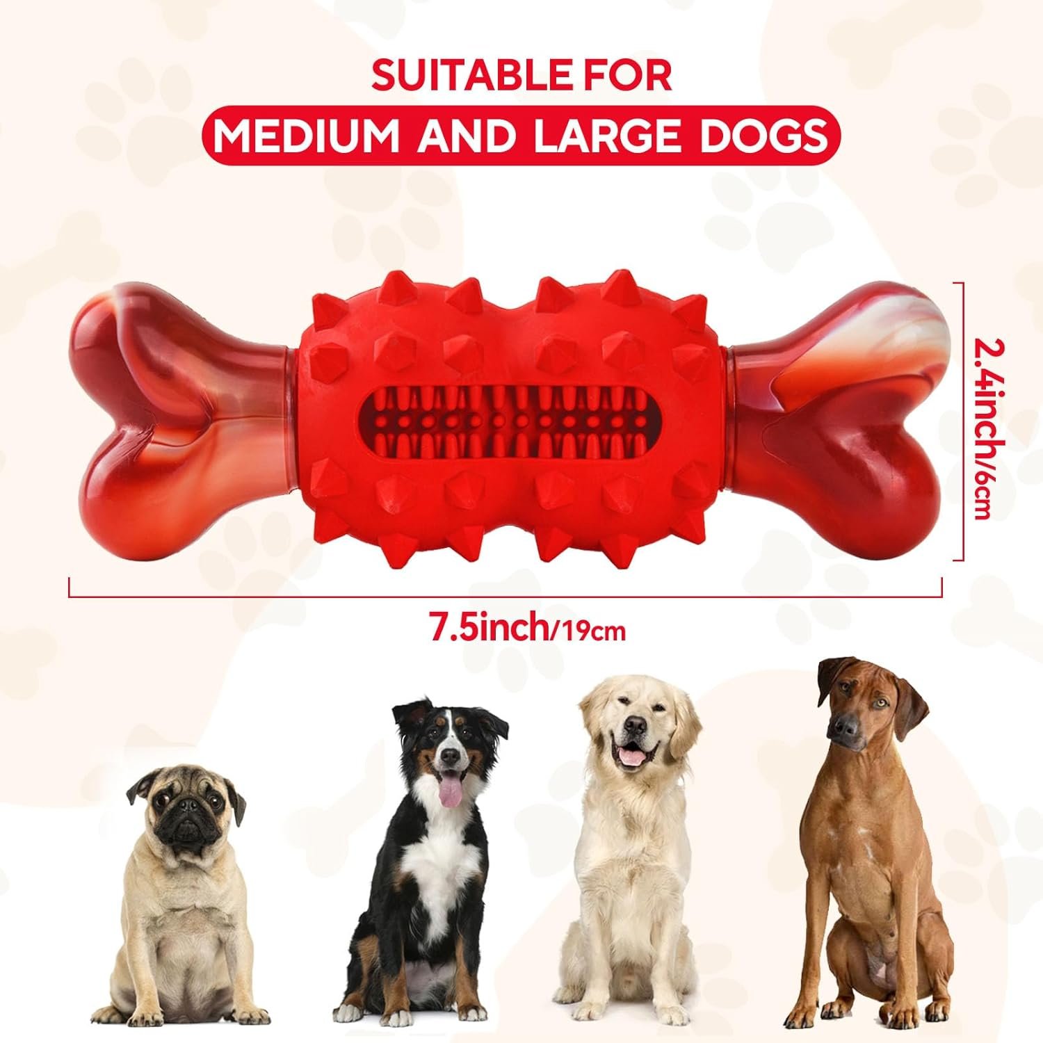 Dog Toys for Aggressive Chewers, Tough Indestructible Dog Chew Toys, Durable Nylon & Rubber Dog Toys for Large Medium Breed, Interactive Dog Toy for Teething, Bone Shape - Image 3