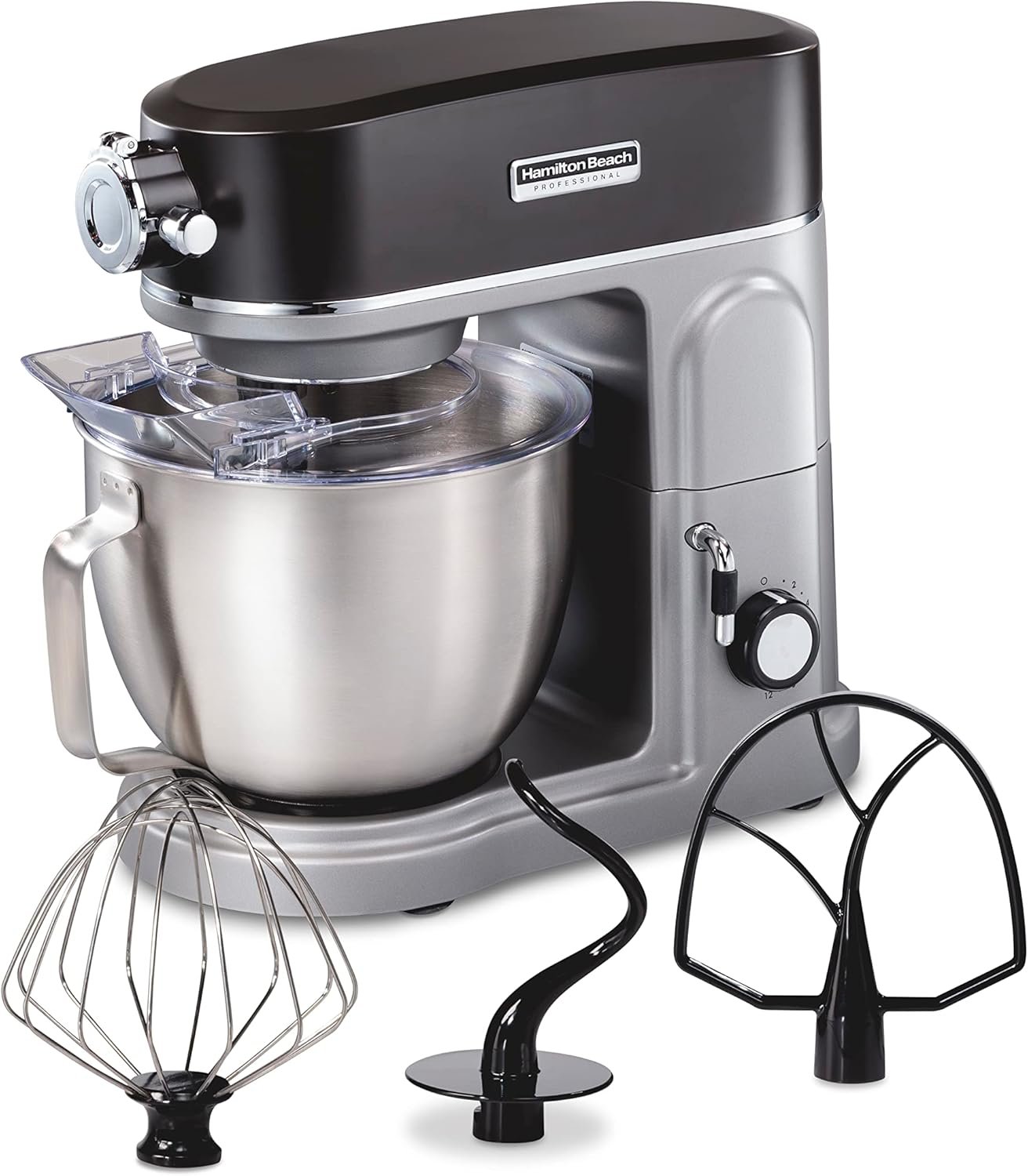 Hamilton Beach Professional All-Metal Stand Mixer with Specialty Attachment Hub, 5 Quart Bowl, 12 Speeds, Includes Flat Beater, Dough Hook, Whisk (63240) - Image 2