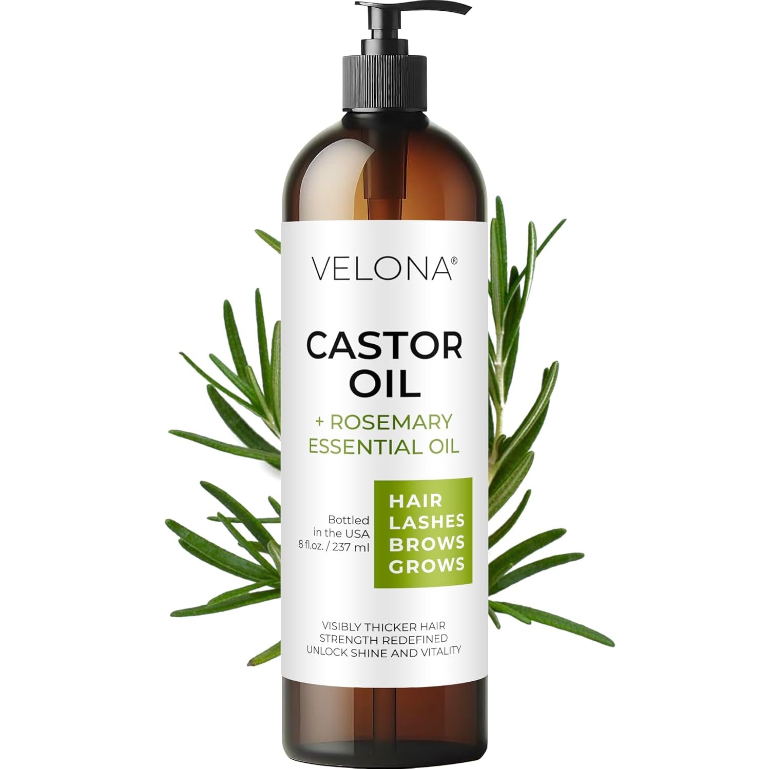 velona Castor Oil with Rosemary Oil - 8 oz | Hair Growth Oil | Hair, Scalp, Eyelashes, Eyebrows | 100% Natural and Pure - Image 2