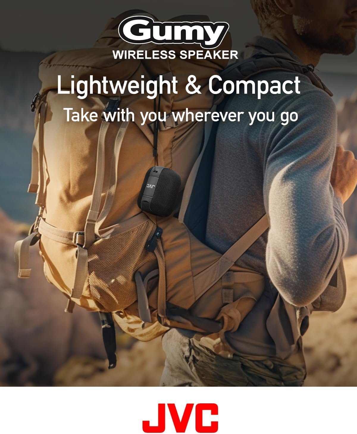 JVC Portable Gumy Wireless Speaker with Surround Sound, Bluetooth 5.3, Lightweight, TWS Capability, USB-C, up to 15-Hour Battery Life - SPSG1BTB (Black) - Image 6