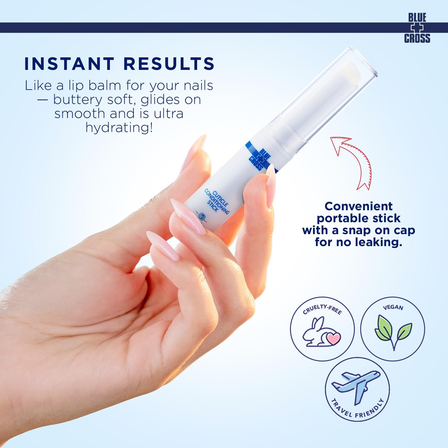 Blue Cross Cuticle Balm Conditioning Stick, Scented Cuticle Softener Oil Balm with Nourishing Sunflower & Grape Seed Oil, Professional Nail Care Supports Dry + Damaged Cuticles, 0.05oz, Rose - Image 8