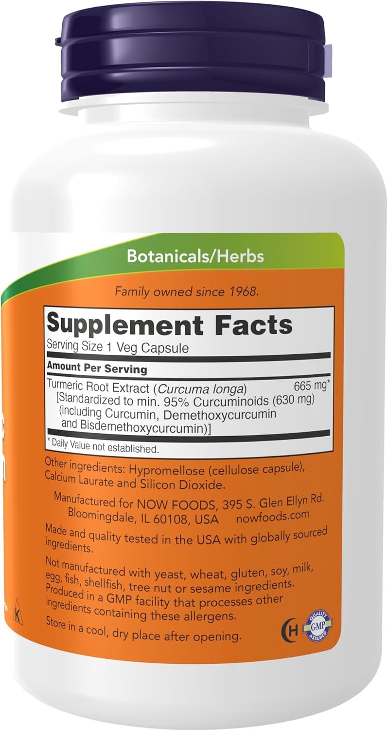 NOW Foods Supplements, Turmeric Curcumin, Derived from Turmeric Root Extract, Herbal Supplement, 120 Veg Capsules - Image 3