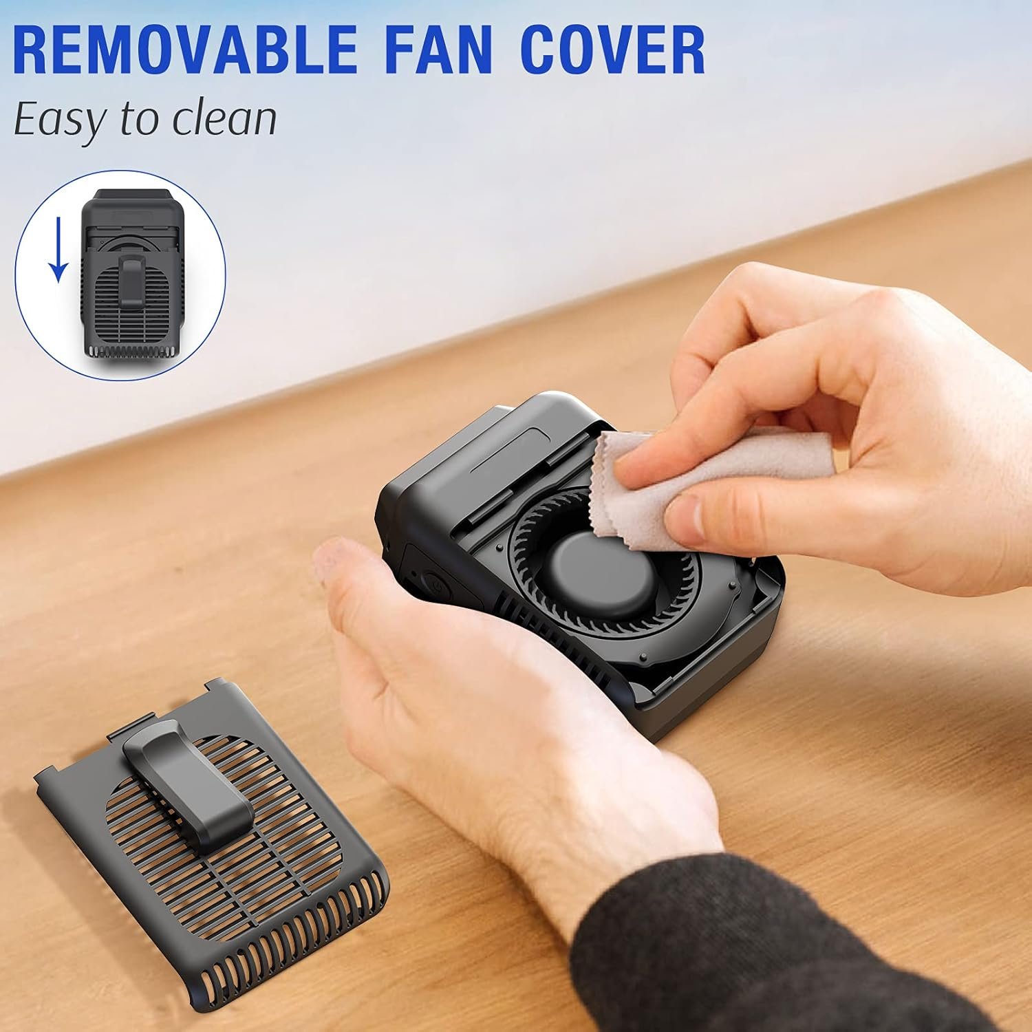 Koonie Portable Waist Fan, 5200RPM Strong Airflow 23H Working Time Hands-free Necklace Fan, Battery Powered 3-Speed Personal Fan 8000mAh for T-shirts, Jacket, Clothes, Fishing, Gardening, Climbing - Image 8