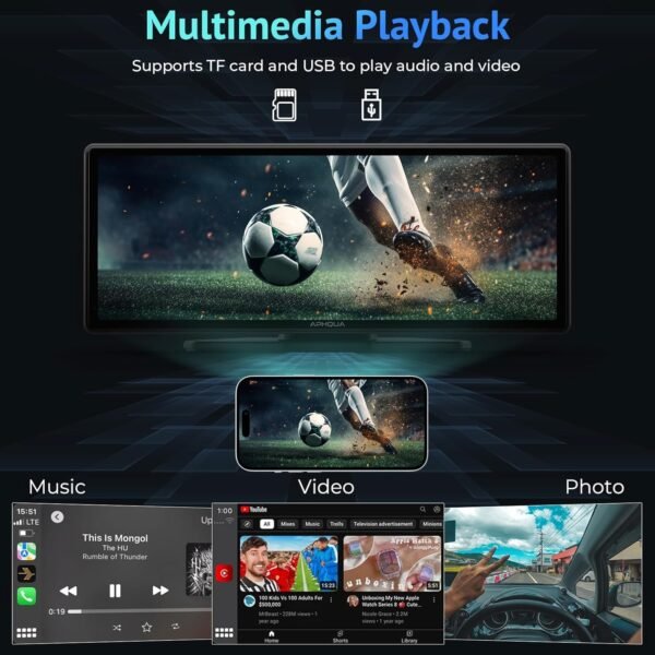 [2024] Portable Apple Carplay Screen for Car,9.26" Wireless Carplay & Android Auto,Carplay Box,Portable Car Play Screen+1080P Backup Camera,GPS Navigation Mirror Link,Bluetooth,FM,Siri for All Models - Image 7
