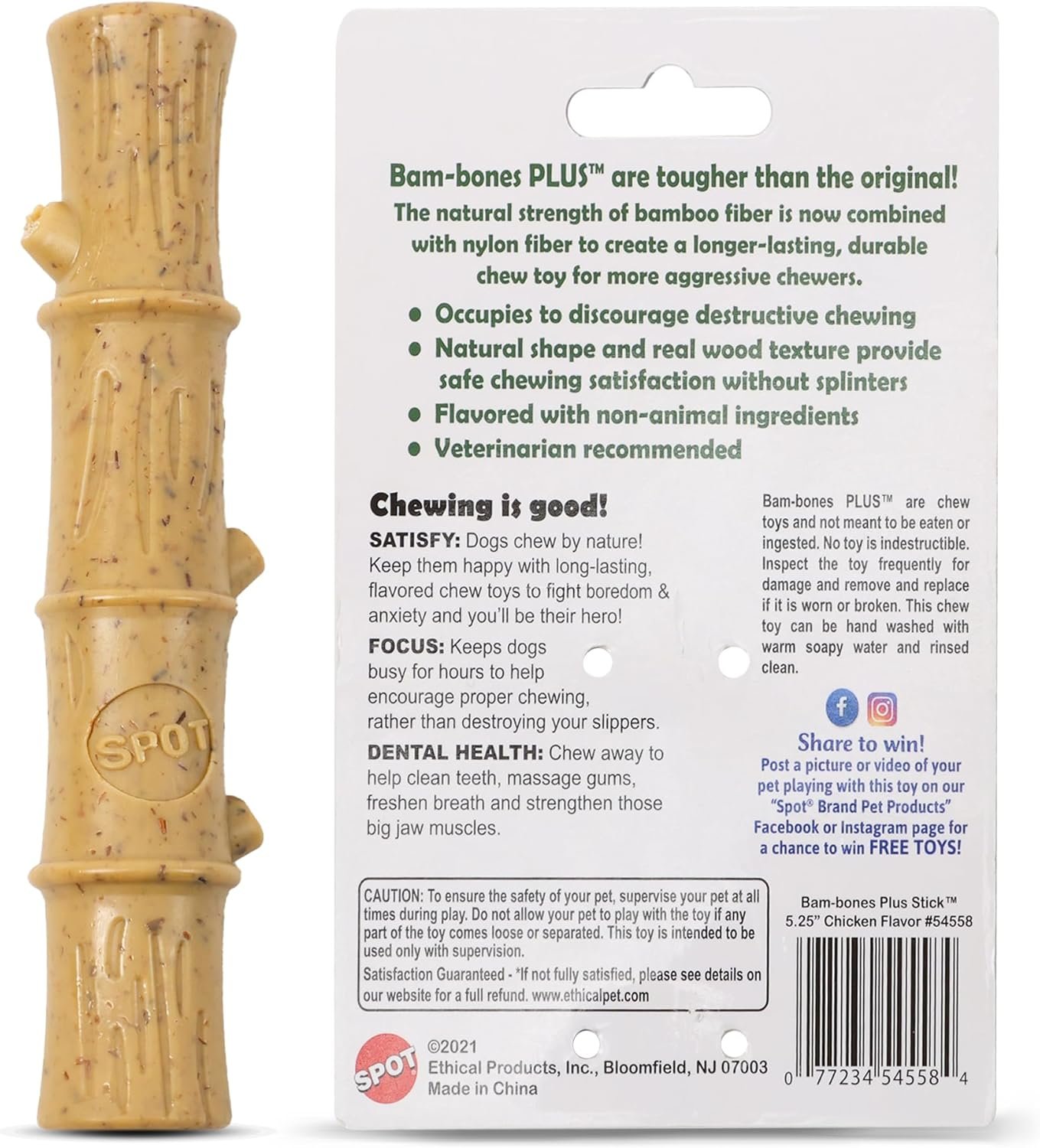 SPOT Bam-bones PLUS Bamboo Stick – Bamboo Fiber & Nylon, Durable Long Lasting Dog Chew for Aggressive Chewers – Great Toy for Adult Dogs & Puppies under 60lbs, Non-Splintering, 5.25in, Chicken Flavor - Image 10