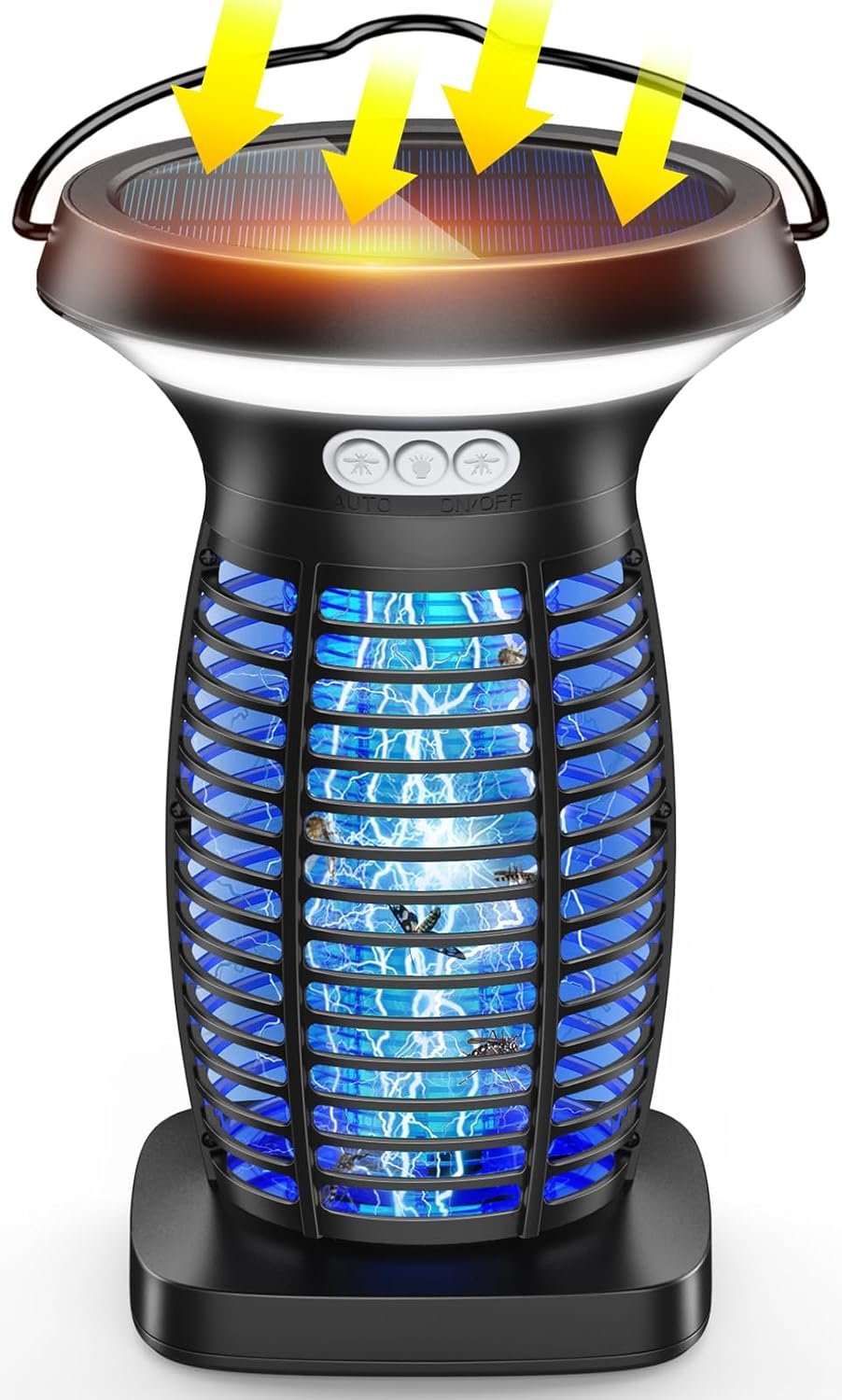 Solar Bug Zapper Outdoor, 3-in-1 Mosquito Zapper Outdoor Solar Powered, Cordless Electric Bug Zapper Indoor with Night Light, Waterproof Fly Zapper for Patio Backyard Home Kitchen Camping - Image 2