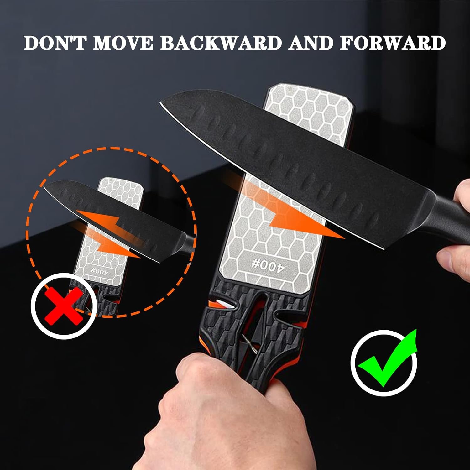 Diamond Sharpening Stone,400/1000 Grit Handheld Double-Sided Diamond Sharpener 5 in 1 Honeycomb Surface Knife Sharpener Plate Whetstone with Ceramic & Tungsten Steel Scissor Slot for Kitchen Outdoor - Image 5