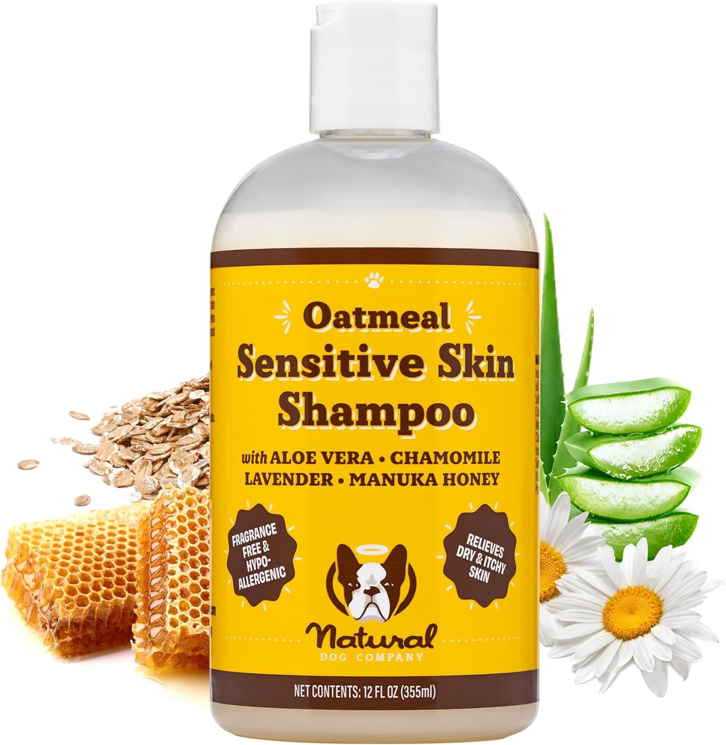 Natural Dog Company Oatmeal Shampoo for Dogs with Sensitive Skin, Ideal Anti Itch Dog Shampoo and Puppy Shampoo Oatmeal Itch Relief Dog Dandruff Shampoo, Aloe Itchy Skin Relief for Dogs 12 oz - Image 2