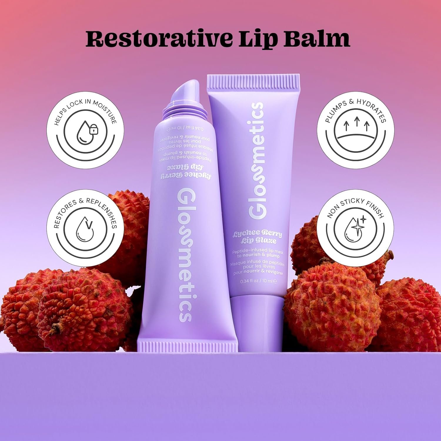 Glossmetics Lychee Berry Lip Glaze - Overnight Lip Mask for Dry Lips. Fruit Butter Lip Mask, Hydrating and Moisturizing Lip Balm for Soft, Smooth Lips. Clear, 10ml - Image 4