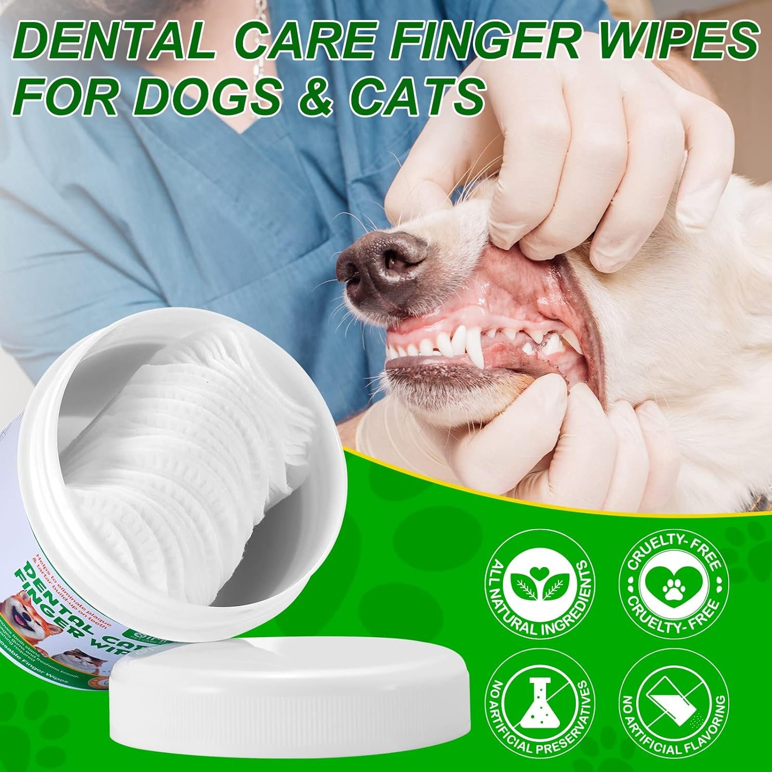ALIVO Dental Teeth Cleaning Wipes for Dogs & Cats, Remove Bad Breath by Removing No-Rinse Dog Finger Toothbrush, Disposable Gentle Cleaning Pet Dental Care Wipes, 50pc - Image 10