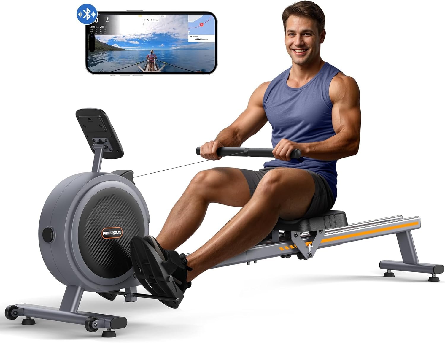 FEIERDUN Rowing Machine for Home use, Magetic Rower with APP, Row Machine with 350LBS Loading Capacity, Rower Machine with Dual Slide Rail - Image 2