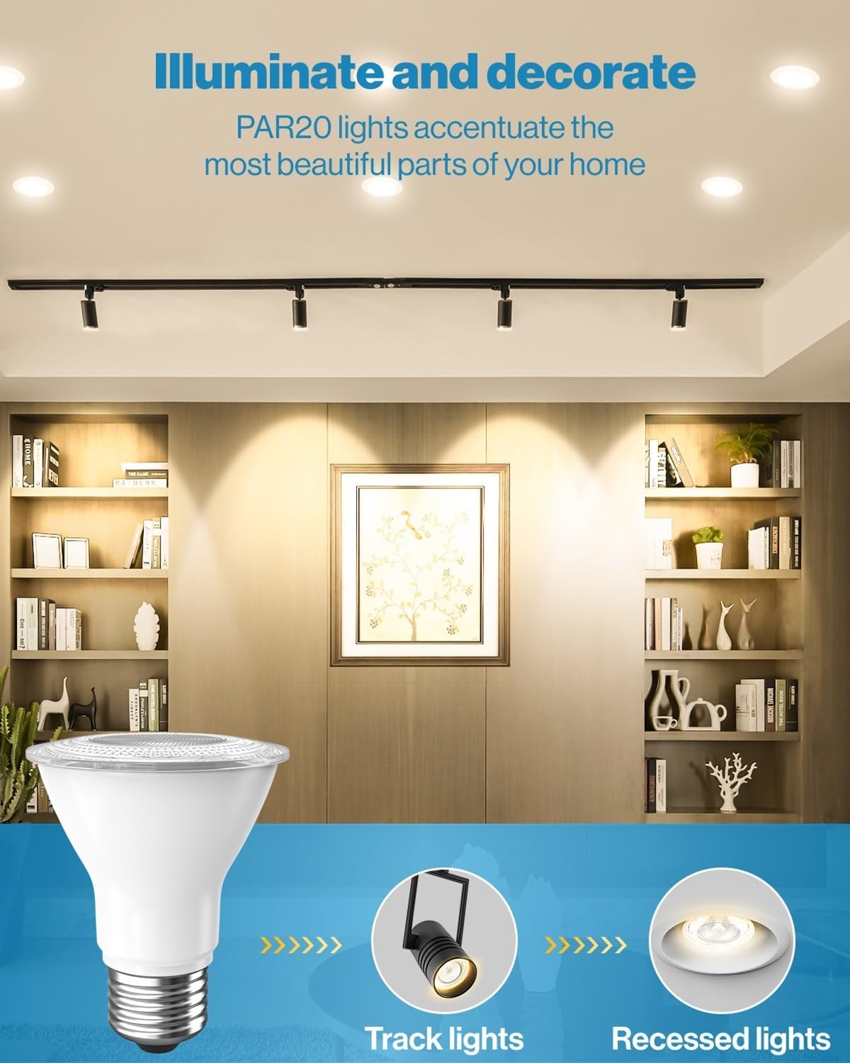 Sunco 6 Pack PAR20 LED Bulbs 40W Equivalent 7W, Dimmable 3000K Warm White, 470 LM, E26 Medium Base, IP65 Waterproof, Indoor Outdoor Flood Light - UL - Image 3