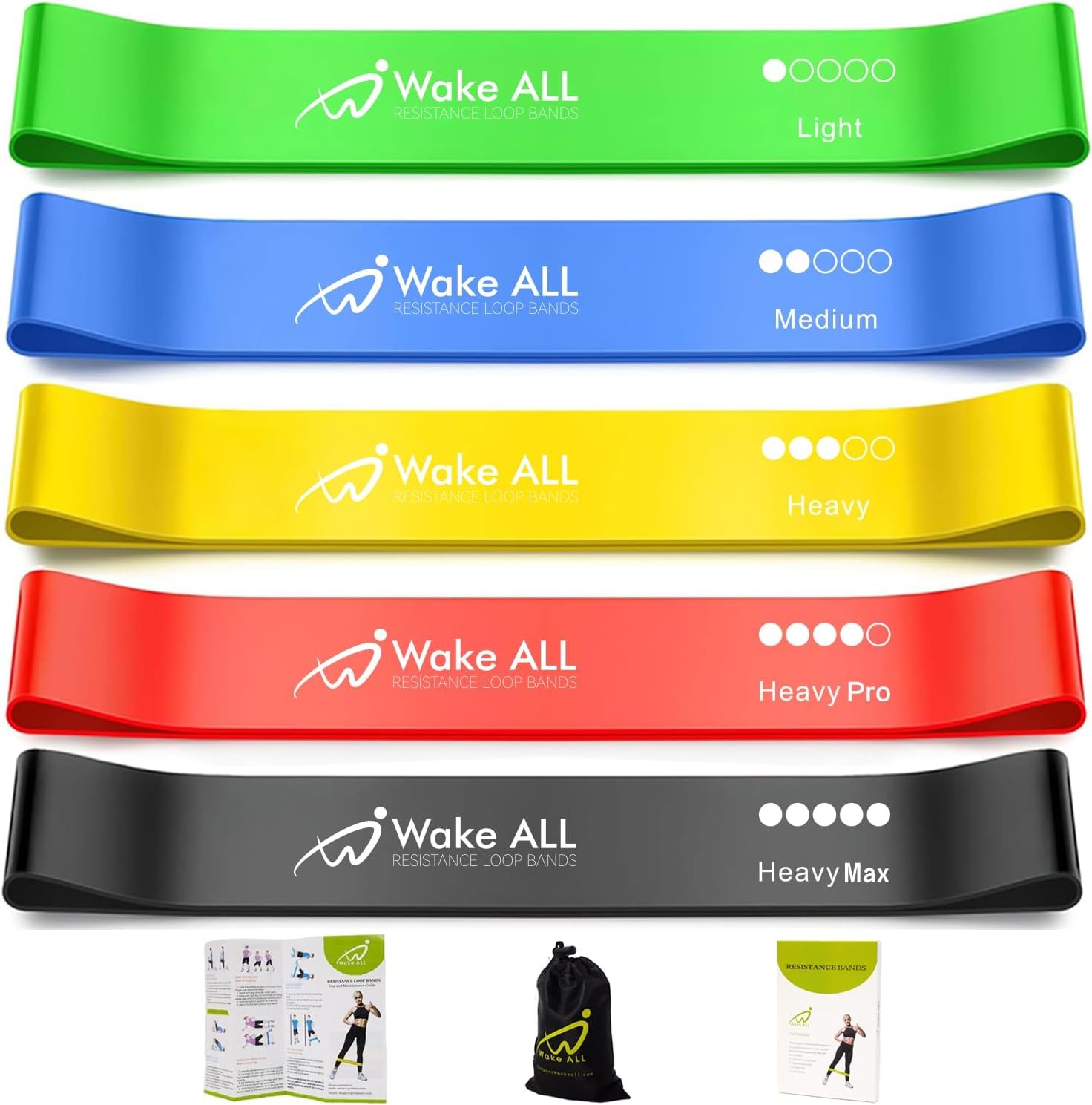 Resistance Bands, Resistance Loop Exercise Bands with Instruction Guide and Carry Bag, Exercise Workout Bands for Women and Men, 5 Sets of Stretch Bands for Booty Legs, Pilates Flexbands - Image 2