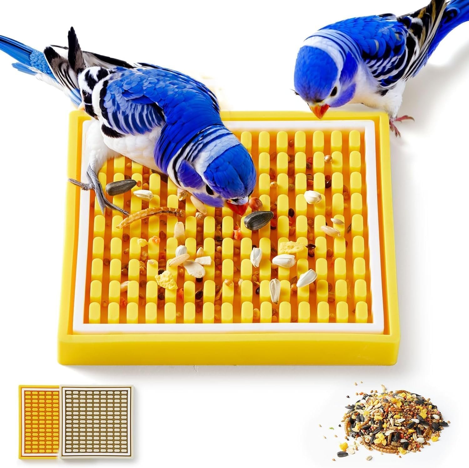 2Pcs Bird Foraging Toys Puzzle, Bird Slow Feeder Mats, Interactive Parrot Foraging Toys to Increase Feeding Time, Bird Enrichment Toys for Rat, Parakeet, Cockatiel, African Grey, Conure, Budgies - Image 2