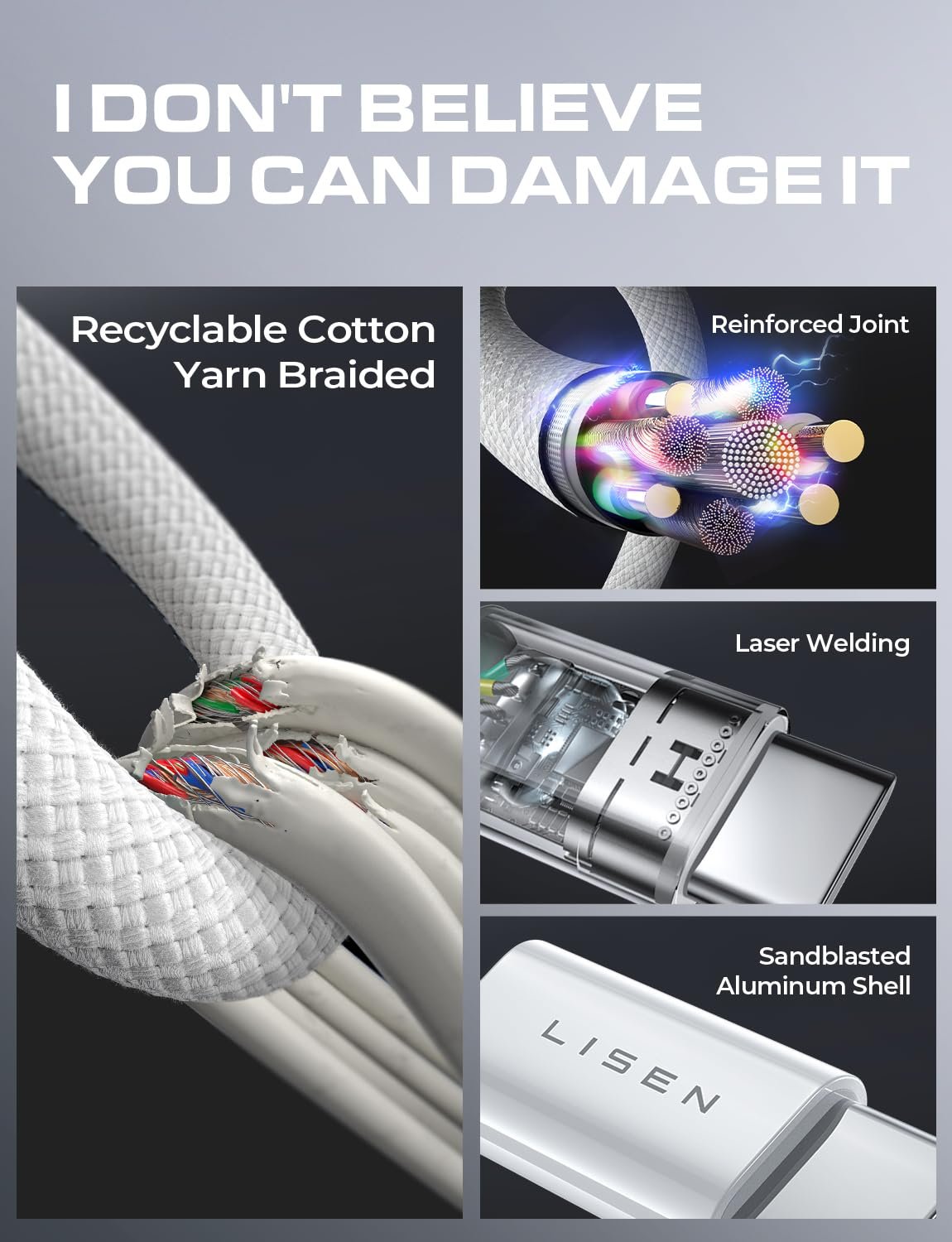 LISEN for iPhone 16 15 USB C to USB C Fast Charging, 60W USB C Cable Type C Fast 4 in 1 Charging Cable for iPhone 16 15,Samsung S24 S23 iPad Pro 13 12.9 11 inch, iPad Air 5,White 3Pack 6FT - Image 6