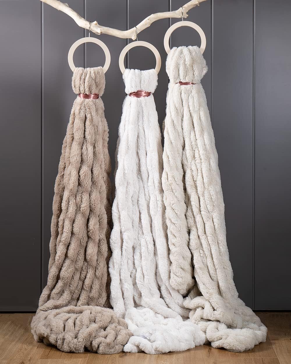 Luxury Concepts Soft Faux Rabbit Fur Throw Blanket - 50" x 60", Elegant Ruched Design Blanket, Machine Washable and Wrinkle Resistant, Lightweight White Throw Blanket for Couch, Sofa and Bed - Image 9