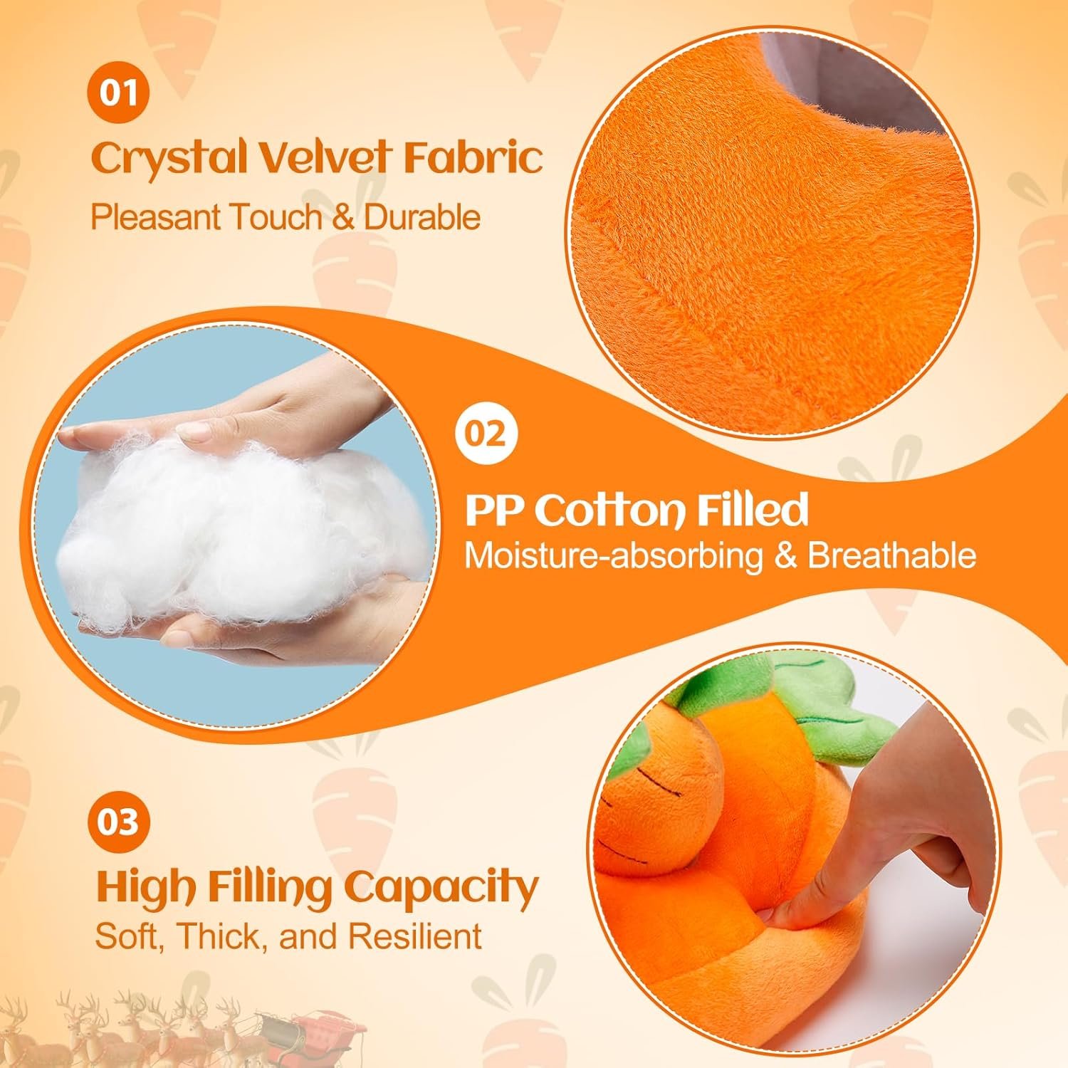 Biggun Rabbit Foraging Toys - Novelty Snuffle Mat Toys for Rabbits Bunnies, Small Animals Interactive Enrichment Toys for Ferret Chinchilla Guinea Pig Hamster Bunny Supplies Pet Gifts (Carrot Shaped) - Image 4