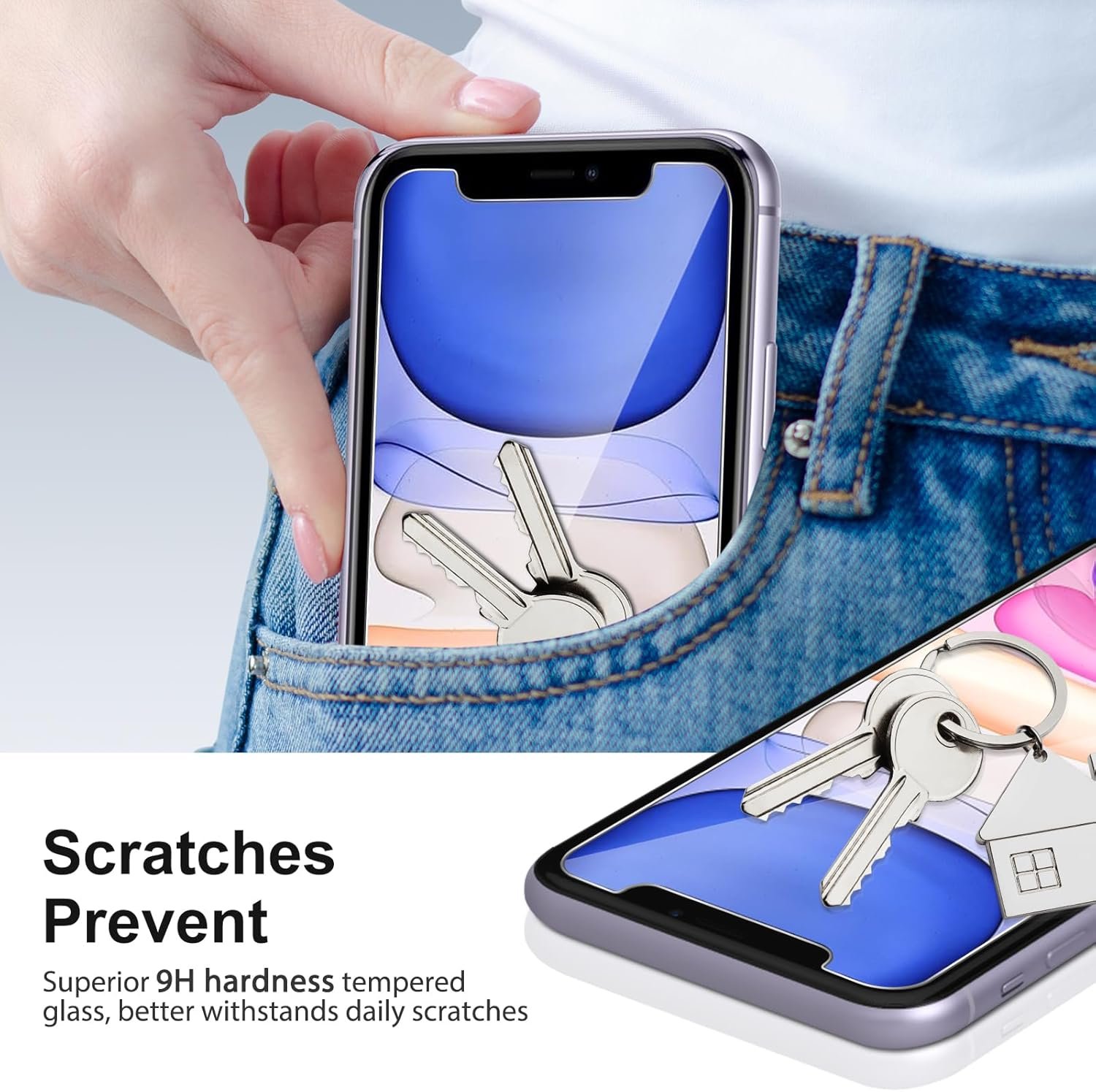 SPARIN Screen Protector Compatible with iPhone 11 / XR 6.1 inch, 4 Pack HD Clear 9H Tempered Glass Anti-Scratch and Case Friendly - Image 7