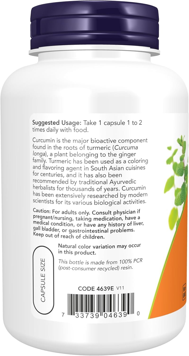 NOW Foods Supplements, Turmeric Curcumin, Derived from Turmeric Root Extract, Herbal Supplement, 120 Veg Capsules - Image 4