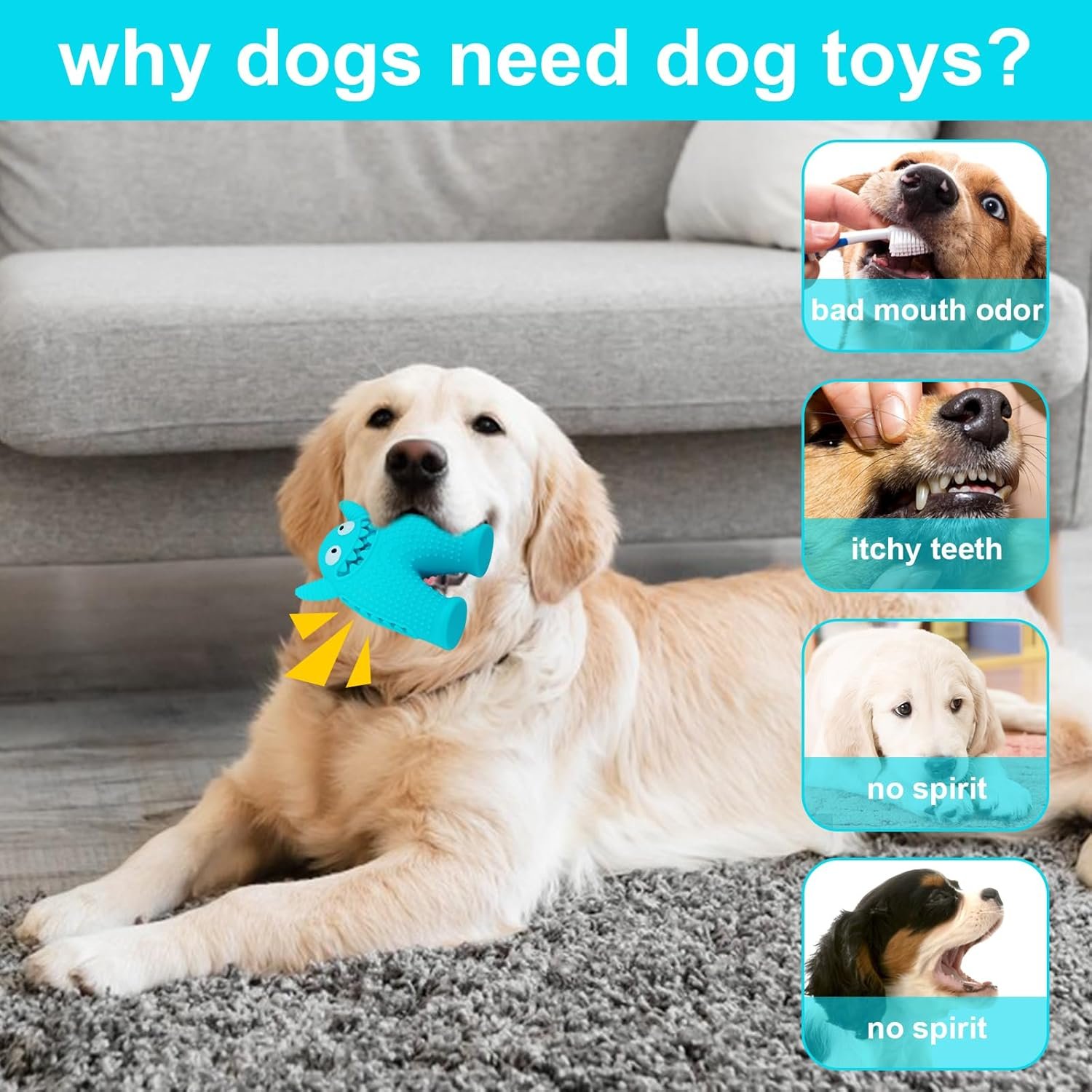 Dog Light Chewers Dog Squeaky Toys,Been Able to Squeeze Some Treats in and Some Licking Treats Teeth Cleaning Dog Toys for Small to Medium Size Dogs Light Chewer - Image 4
