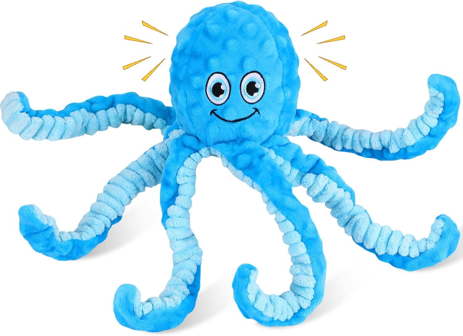 Squeaky Dog Toys Octopus Stuffed Crinkle Toy, Puppy Chew Toys for Teething, Durable Tug of War Interactive Plush Dog Toys for Puppies Small, Medium, and Large Dogs - Image 2