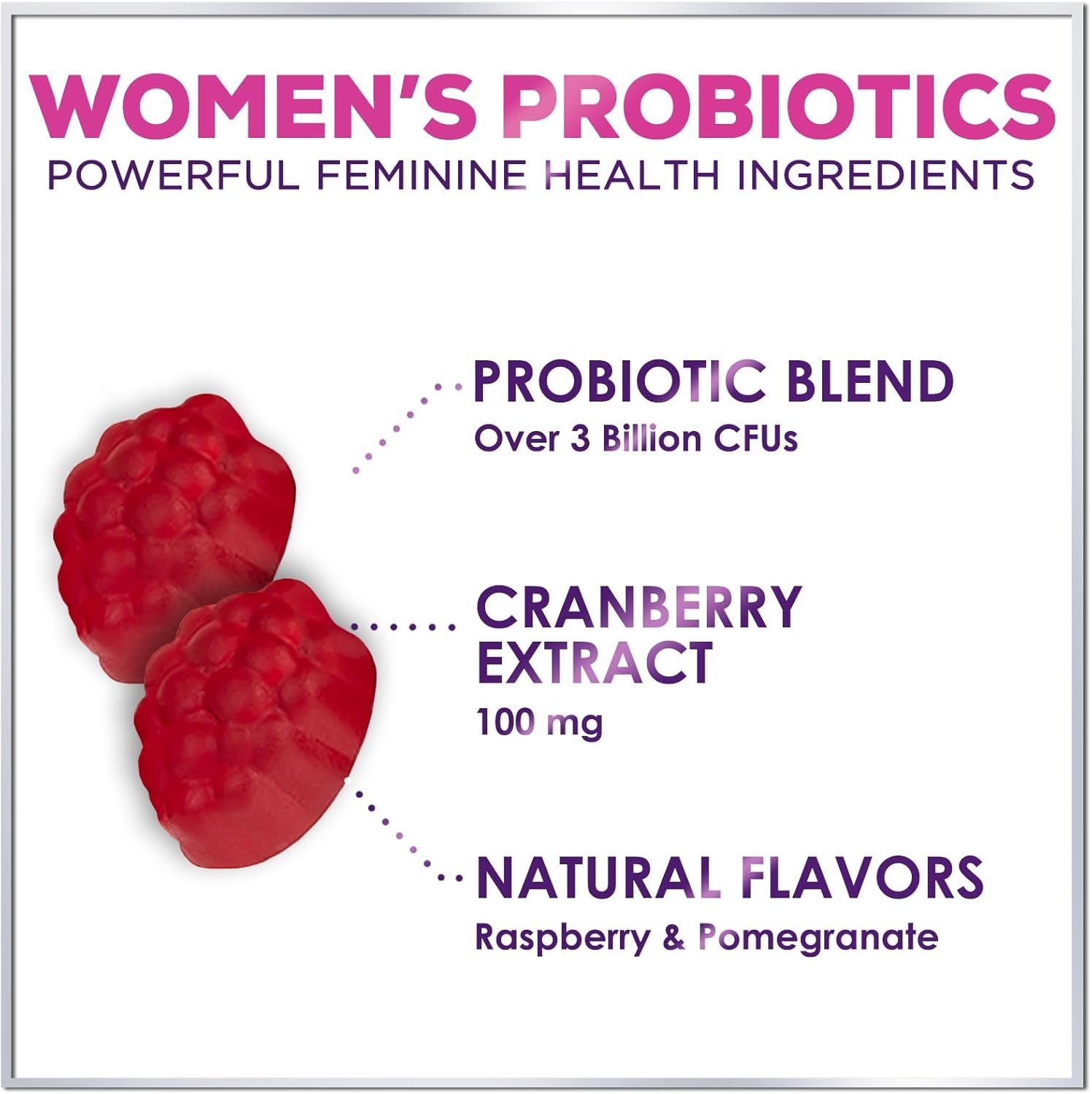 Women's Probiotic - Probiotics for Women Gummy for Digestive Health, Vaginal pH, Urinary & Immune Health Support, 3 Billion CFU w/Cranberry, Probiotic & Prebiotic Gummies for Women - 60 Gummies - Image 4