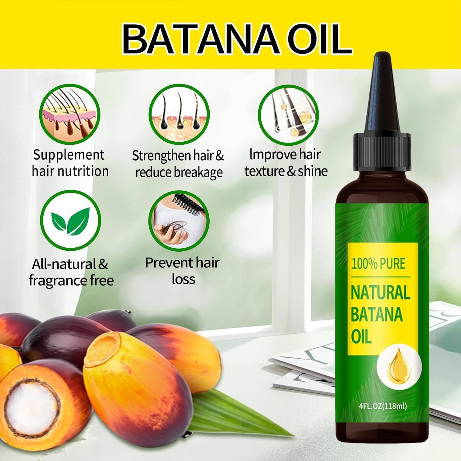 Batana Oil for Hair Growth - 100% Pure & Natural Raw Batana Oil, Dr Sebi Organic Oil from Honduras - For Thicker & Stronger Hair - 4 FL OZ - Image 6