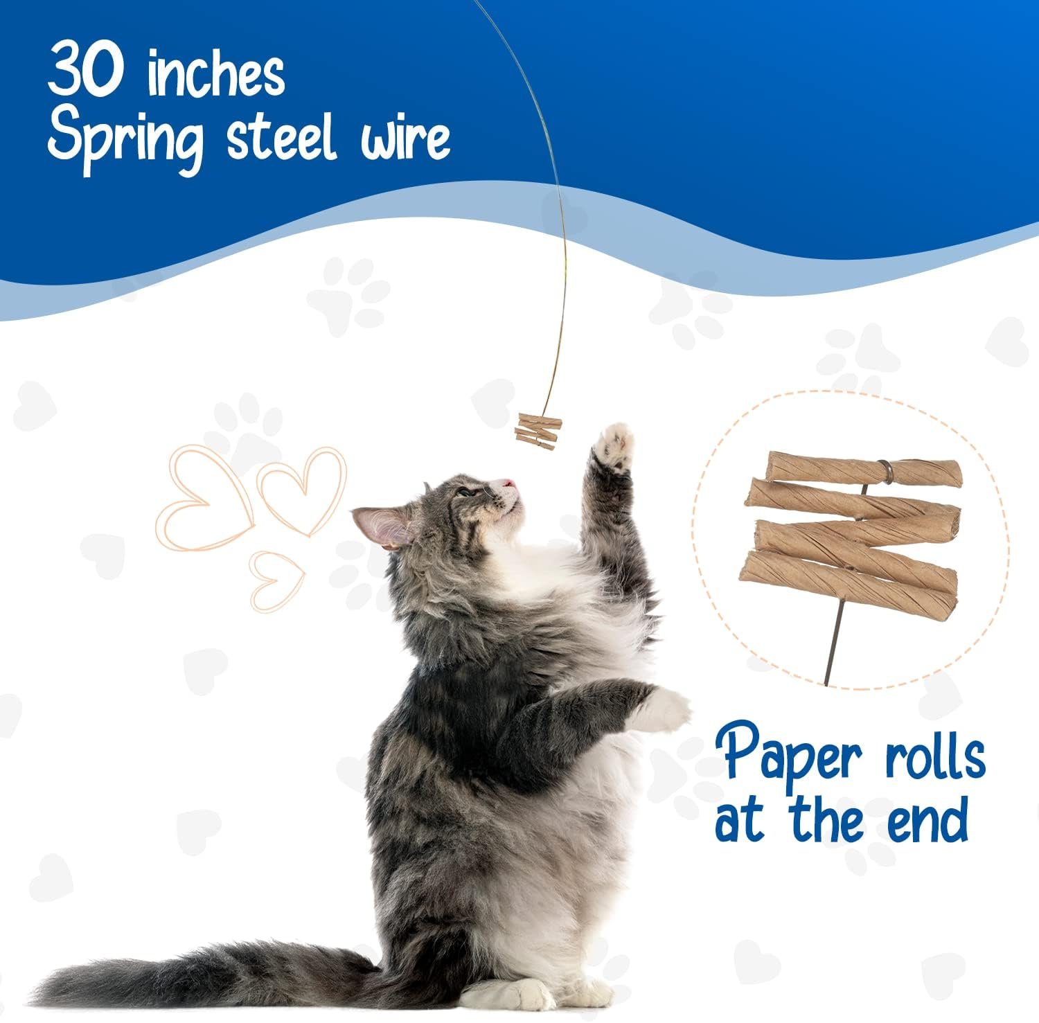 Cat Dancer Interactive Cat Toy - Fun and Fitness for Your Furry Friend - Engaging Paper Roll Attached with 30 Inches Flexible Spring Steel Wire for Playful Cats – 3 Pack - Image 5
