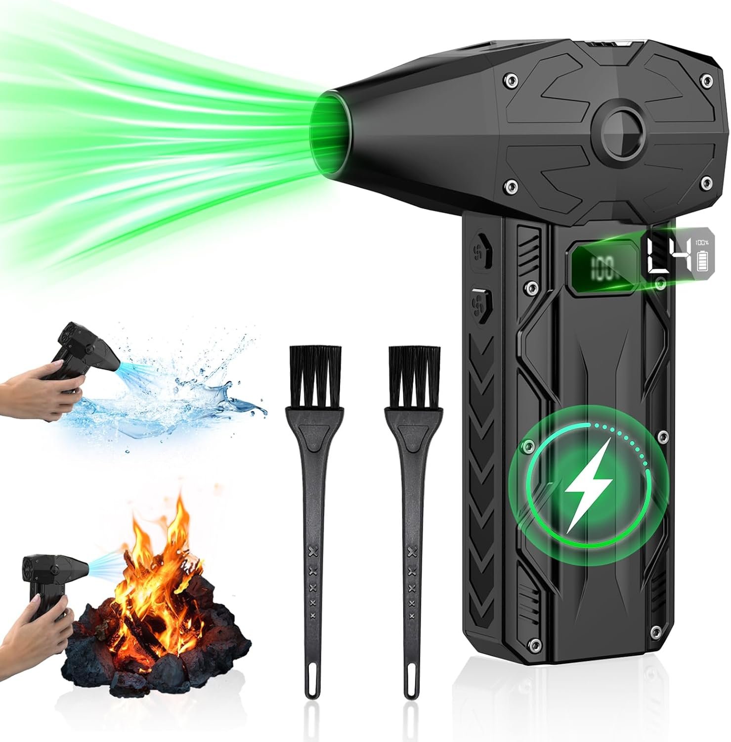 V9 Compressed Air Duster,4 Gear 350000RPM Adjustable Electric Air Duster with HD Display, 8000mAh Rechargeable Jet Dry Blower as Keyboard Cleaner PC Cleaning Kit,Air Broom Replaces Compressed Air Can - Image 2