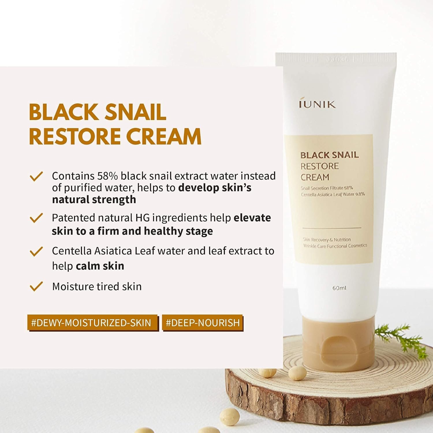 iUNIK Black Snail Restore Serum Repair Ampoule, 1.71 Fl Oz + iUNIK Black Snail Restore Cream, 2.02 Fl Oz - Image 4
