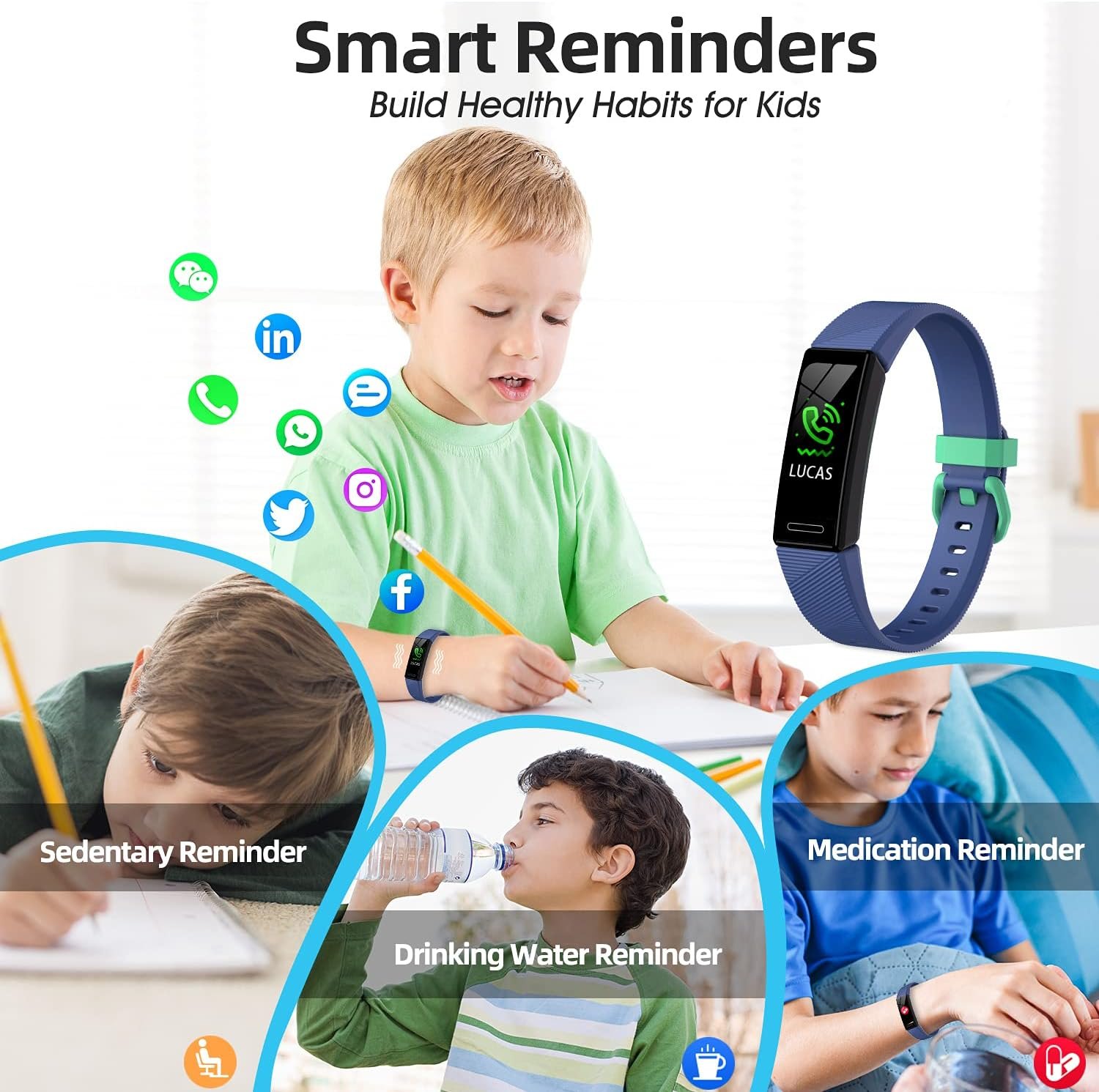 Fitness Tracker Watch for Kids, IP68 Waterproof Activity Tracker,Sleep Tracking, 11 Sport Modes Calorie Step Counter with Alarm Clock and Reminder, Great Gift for Boys Girls Teens - Image 7