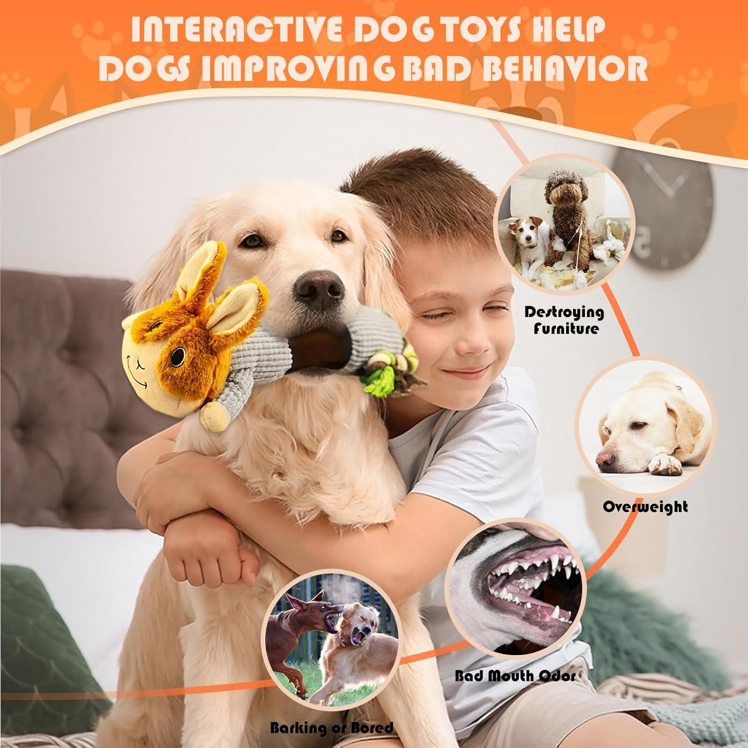 Squeaky Dog Toys Large Dog, Plush Dog Toy for Aggressive Chewers Dog Toys with Crinkle Paper and Squeaker Tug of War Dog Toys - Image 5