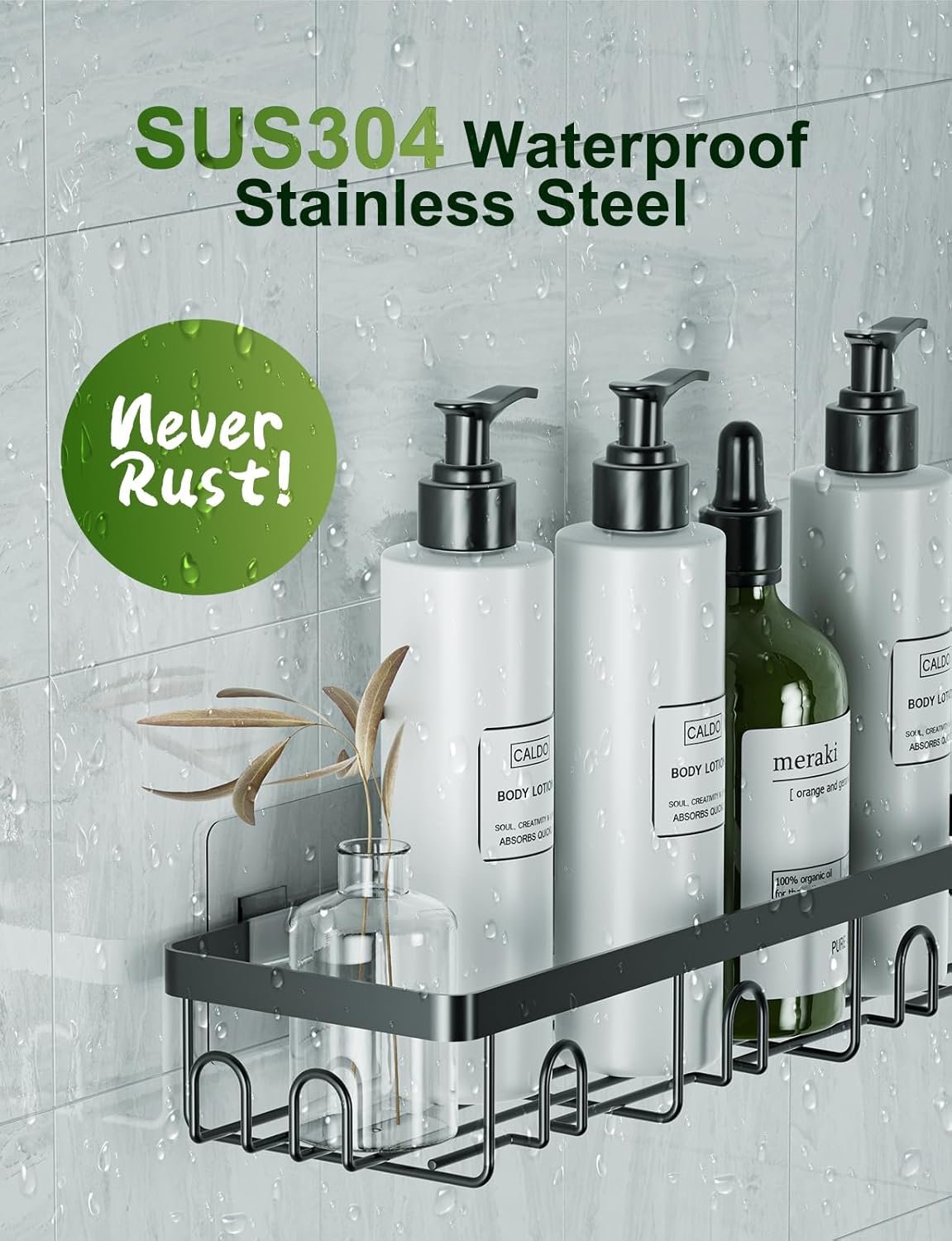 GVY Shower Caddy 5 Pack, Adhesive Shower Organizer Bathroom Shelves,Rustproof Bathroom Organizers and Storage for Home Decor, No Drilling Shower Shelves for Apartment Essentials - Image 3