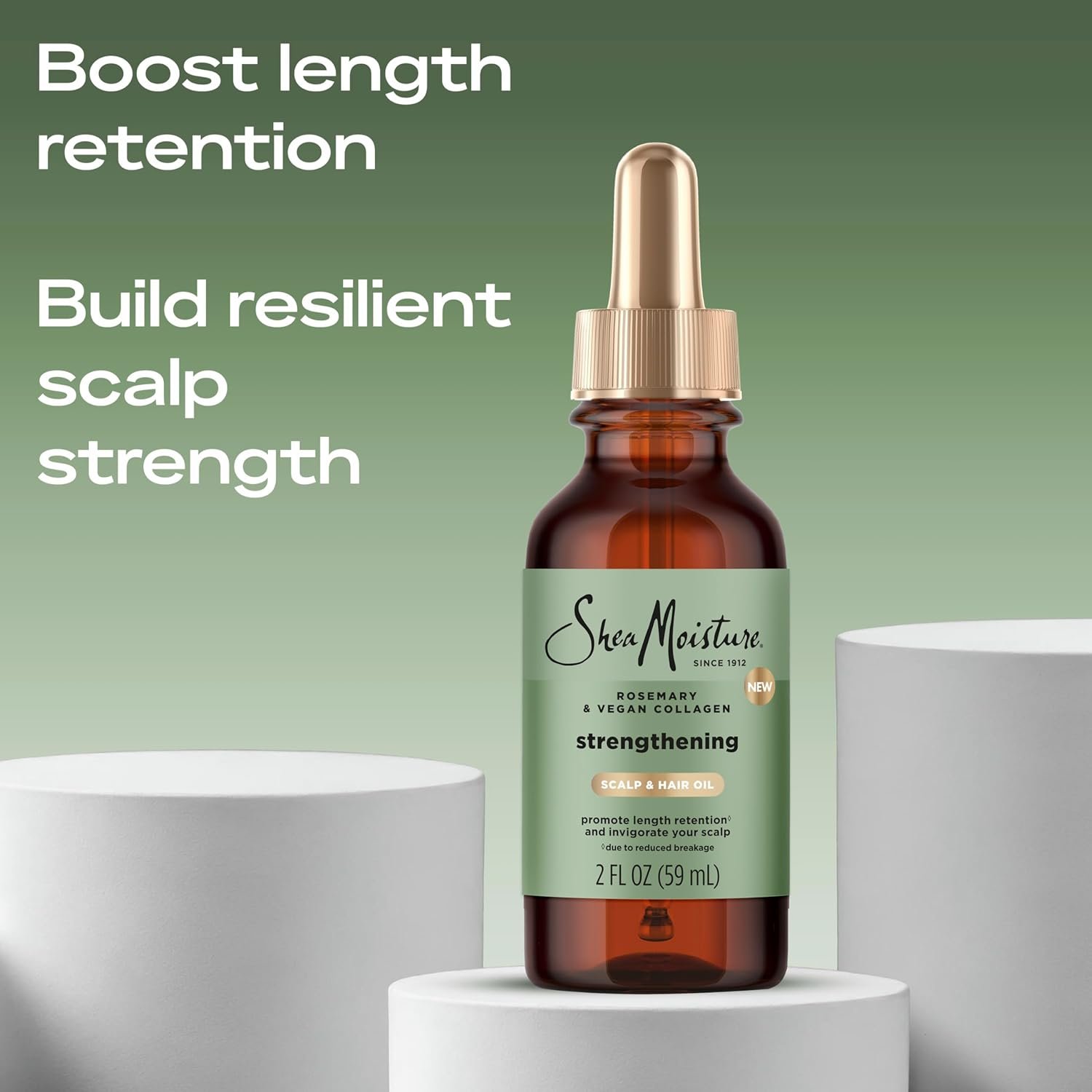 SheaMoisture Strengthening Scalp & Hair Oil Rosemary & Vegan Collagen to Promote Length Retention & Invigorate the Scalp, with ScalpBoost Technology, 2 oz - Image 4