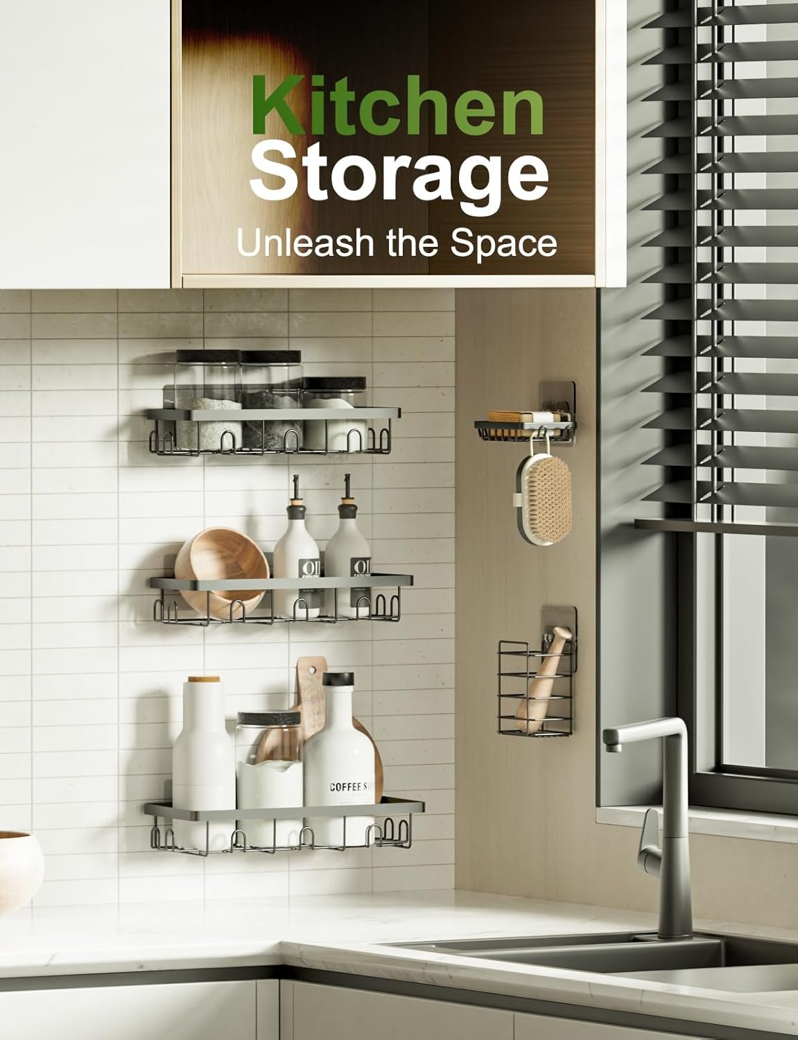 GVY Shower Caddy 5 Pack, Adhesive Shower Organizer Bathroom Shelves,Rustproof Bathroom Organizers and Storage for Home Decor, No Drilling Shower Shelves for Apartment Essentials - Image 6