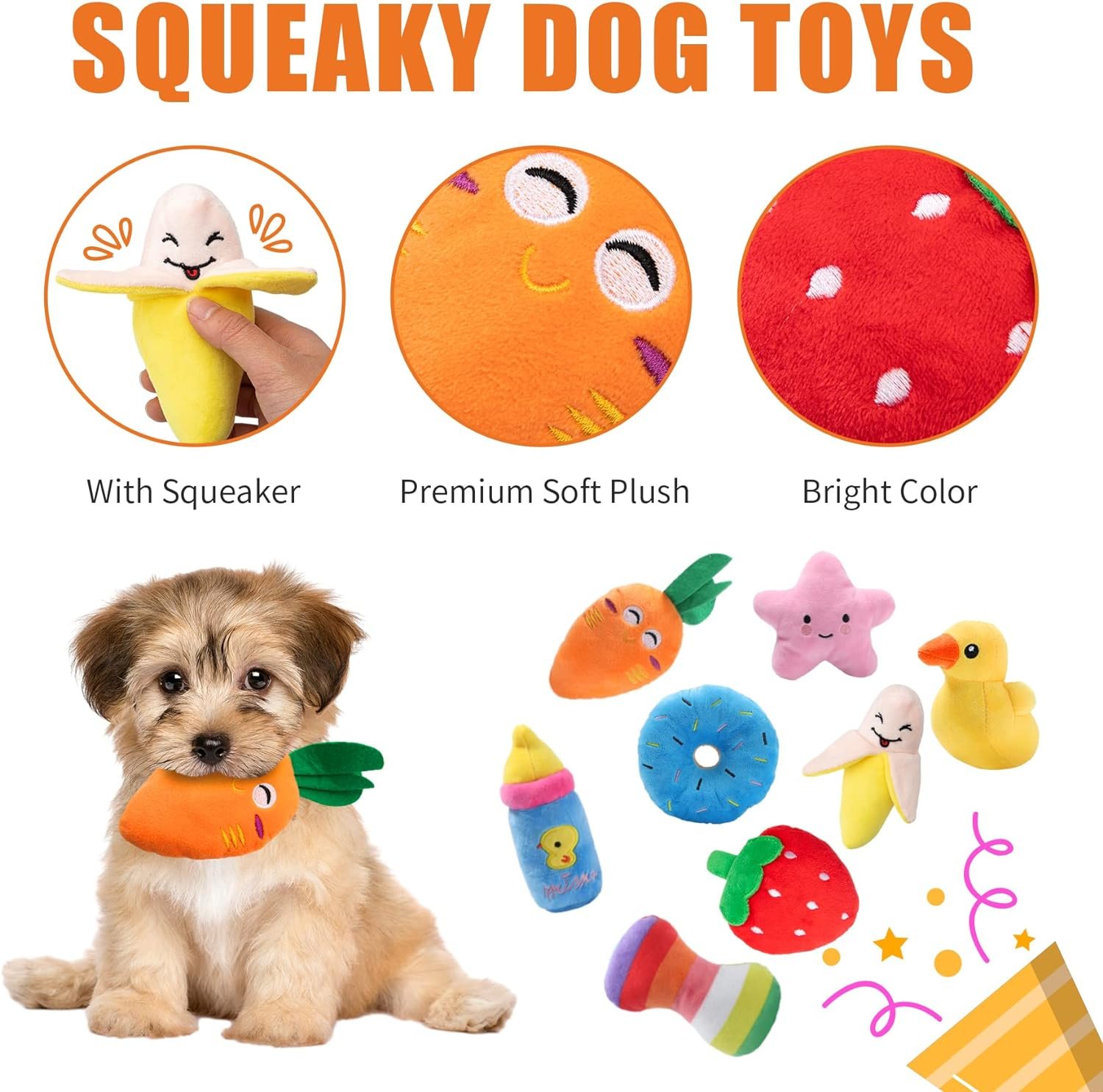 Toozey 12 Pack Puppy Teething Toys for Small Dogs - Plush Squeaky & Rope Chew Set Bundle, Safe Durable and Non-Toxic for Interactive Play and Dental Health - Image 3