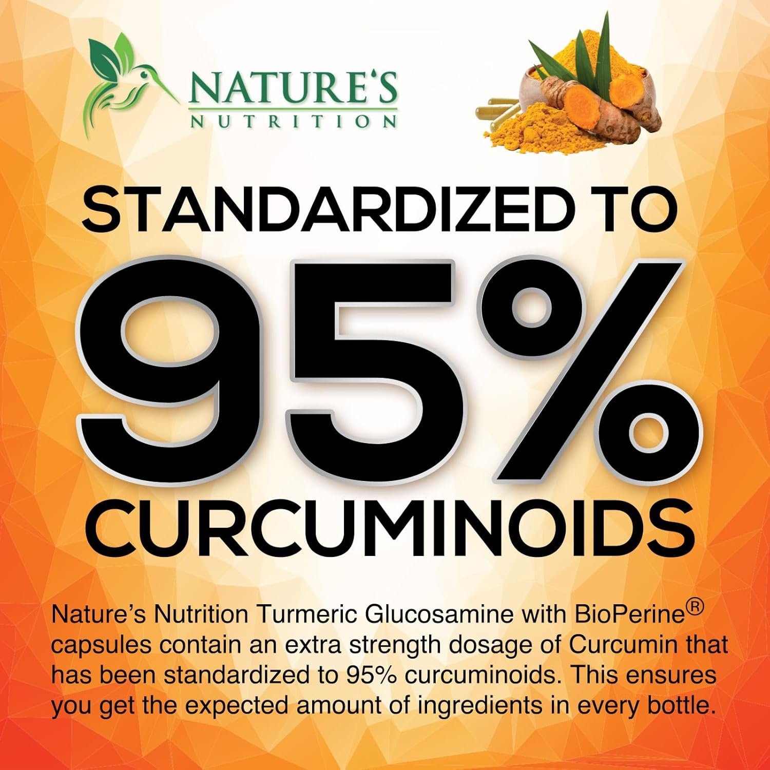 Turmeric Curcumin with BioPerine, Ginger & Glucosamine 95% Curcuminoids 2000mg Black Pepper for Max Absorption Joint Support, Nature's Tumeric Herbal Extract Supplement, Vegan, Non-GMO - 240 Capsules - Image 6