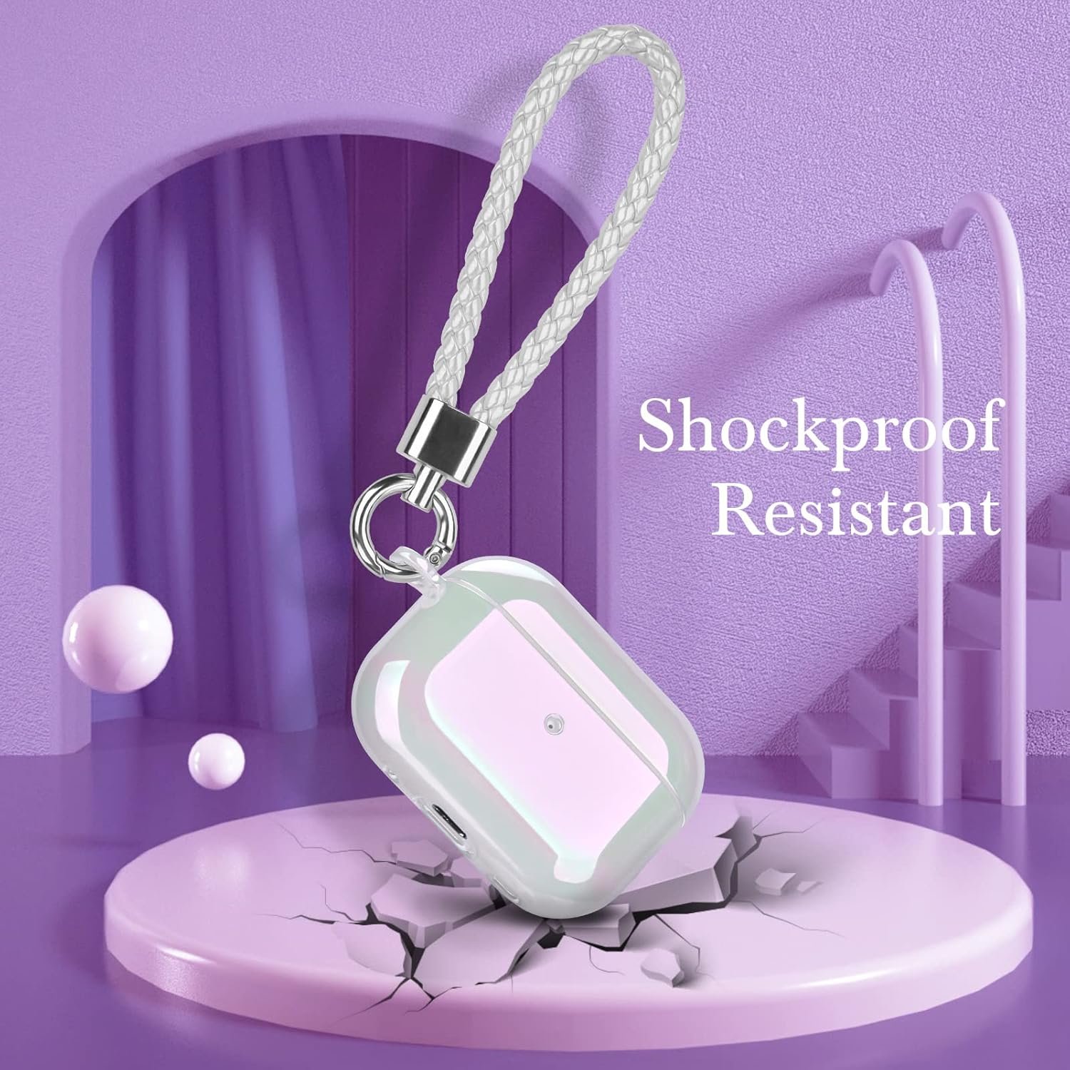 AIRSPO AirPods Pro 2nd Generation Case Cover Clear Lasher Hard PC Protective Case Colorful AirPod Pro 2 Cover Skin Compatible with Apple AirPods Pro 2 with Keychain (Glittery White) - Image 5