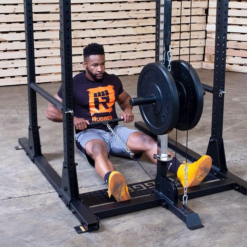 Rugged Strength & Fitness Power Rack (Y100P3) with Lat Attachment - 300 lb. Weight Set Included, Ideal for Home Gym Strength Training, Squats, and Workout - Enhanced Power Cage for Fitness Reality - Image 6